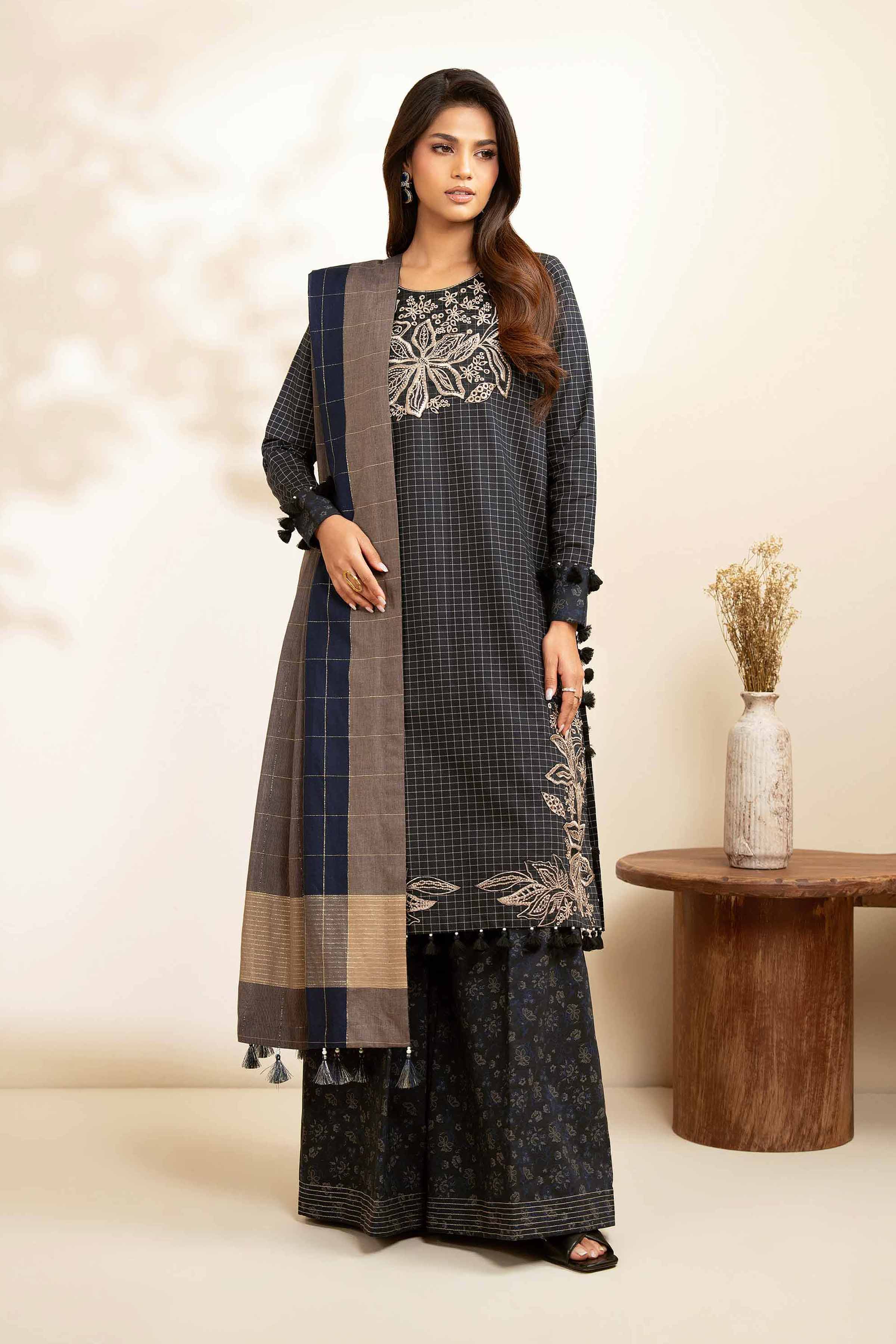 3 Piece - Printed Embroidered Suit - 42502841