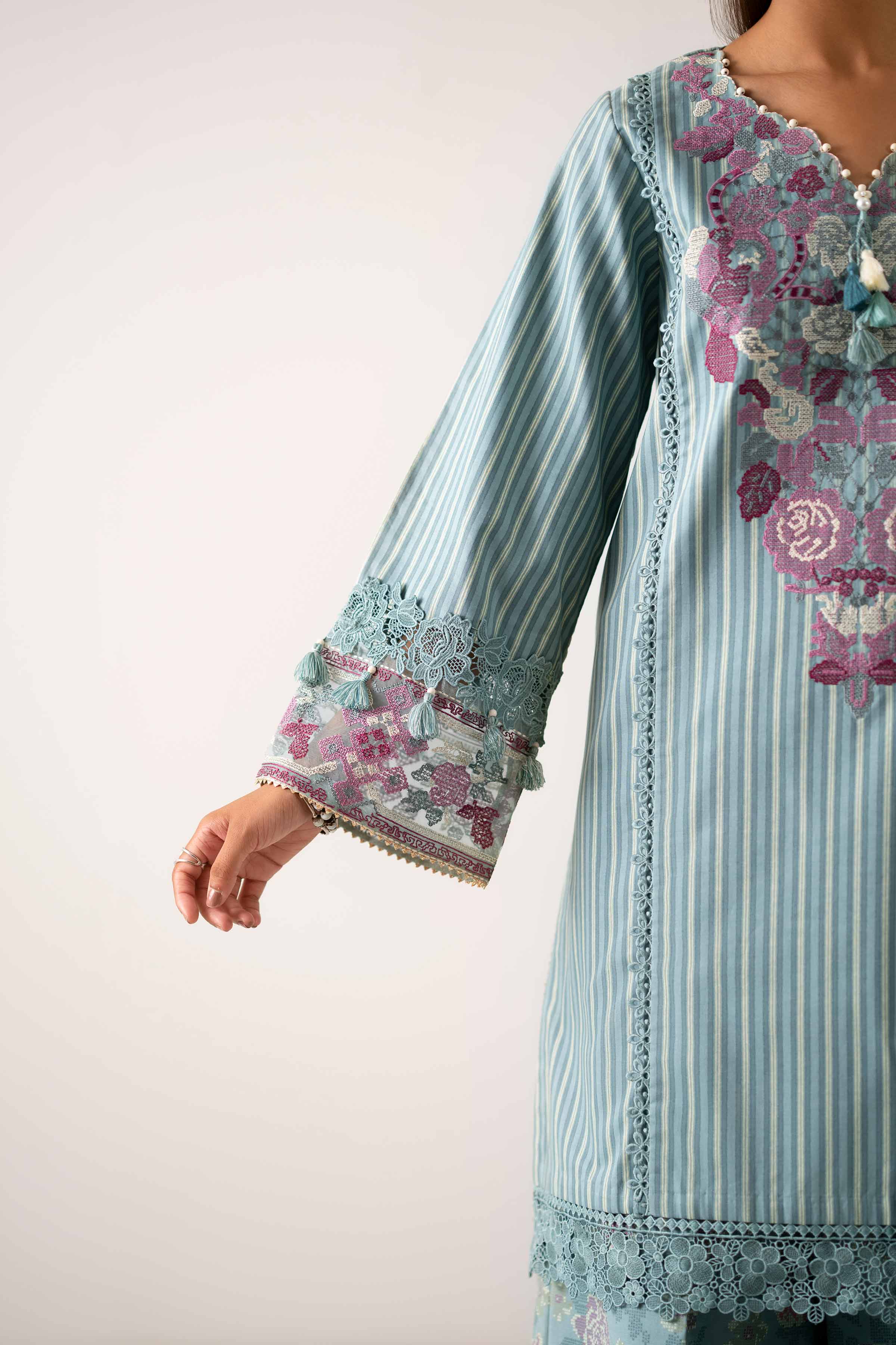 3 Piece - Printed Embroidered Suit - 42502842