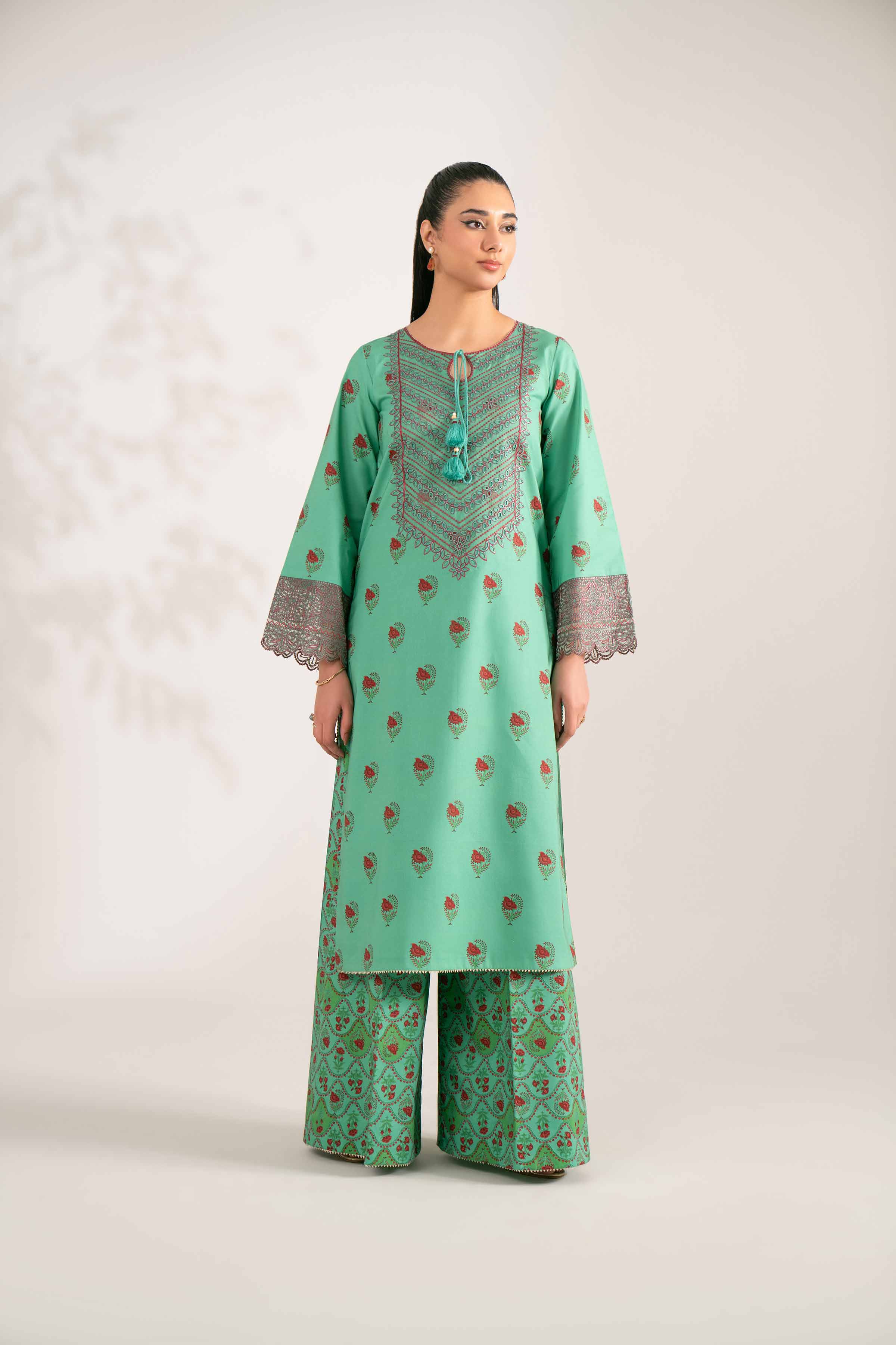 2 Piece - Printed Embroidered Suit - 42502846