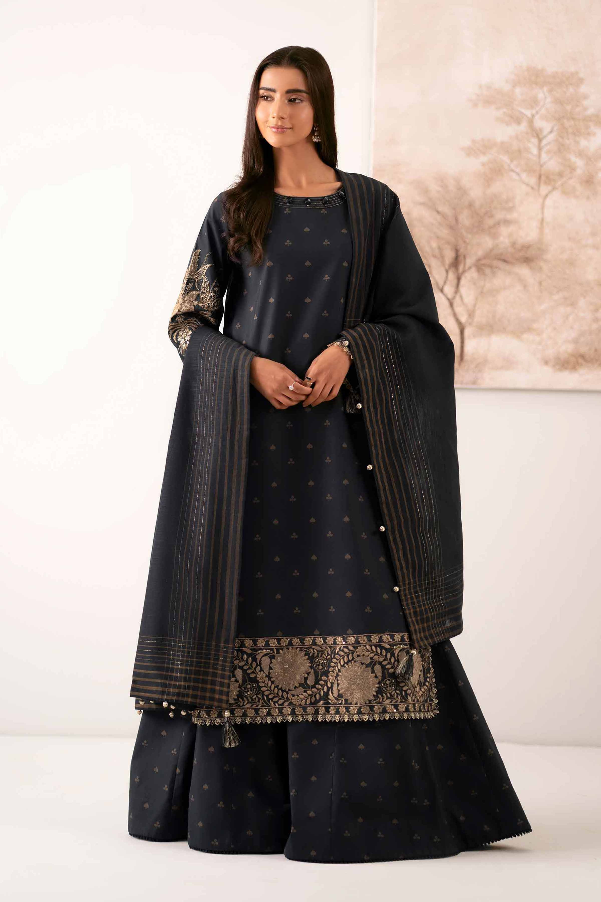 3 Piece - Printed Embroidered Suit - 42502848