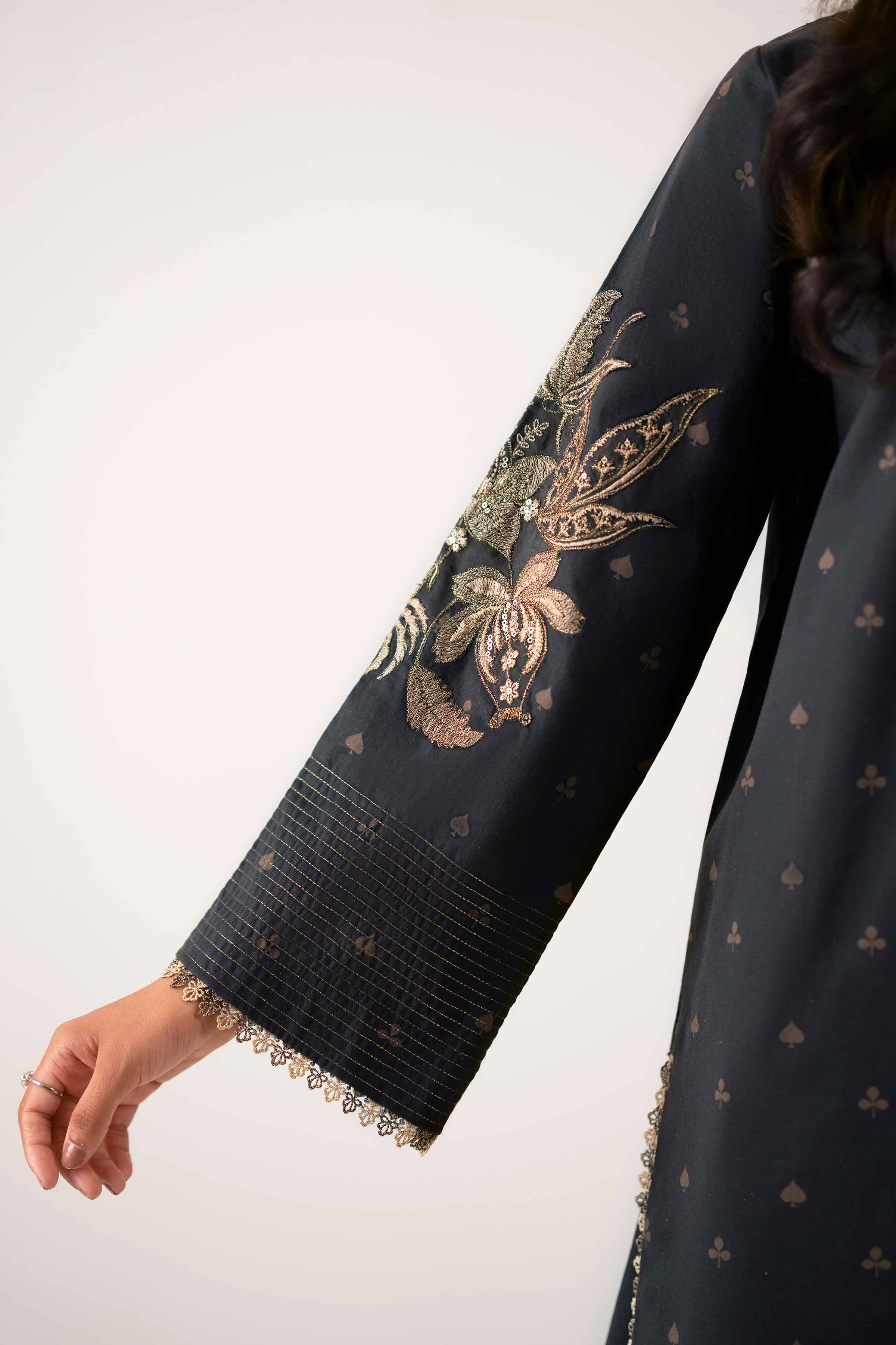 3 Piece - Printed Embroidered Suit - 42502848