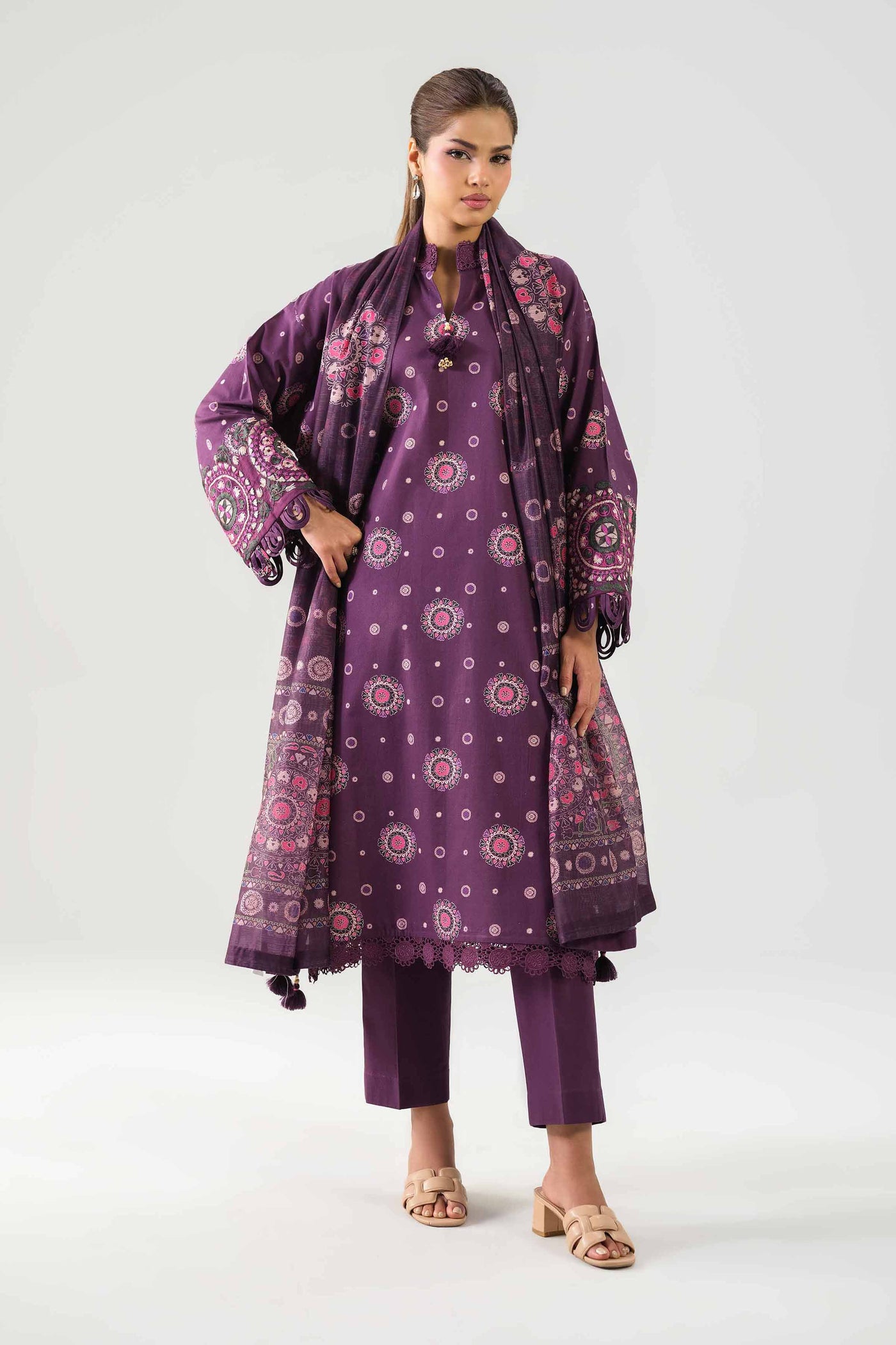 3 Piece Embroidered Organza Suit