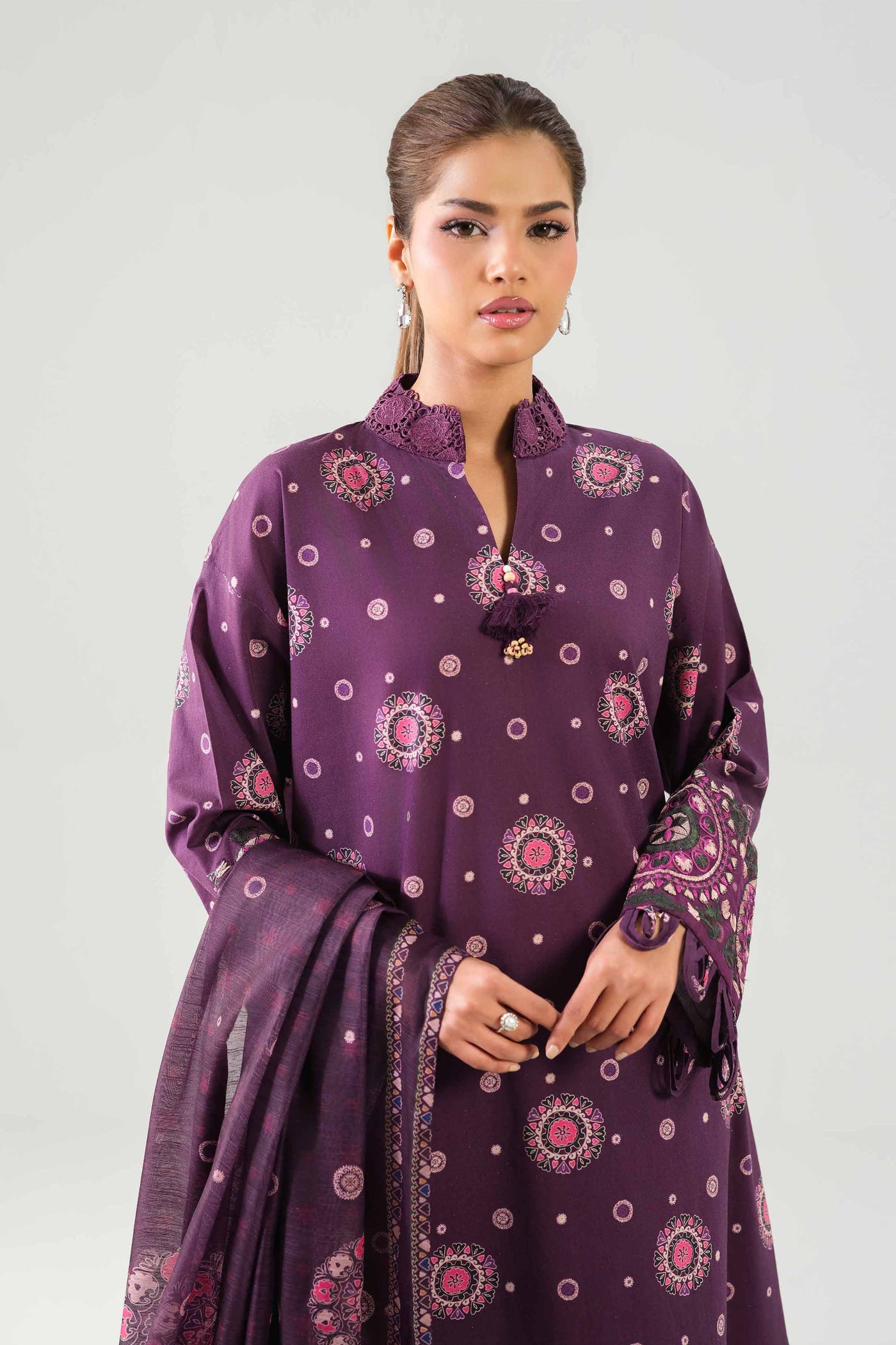 3 Piece Embroidered Organza Suit