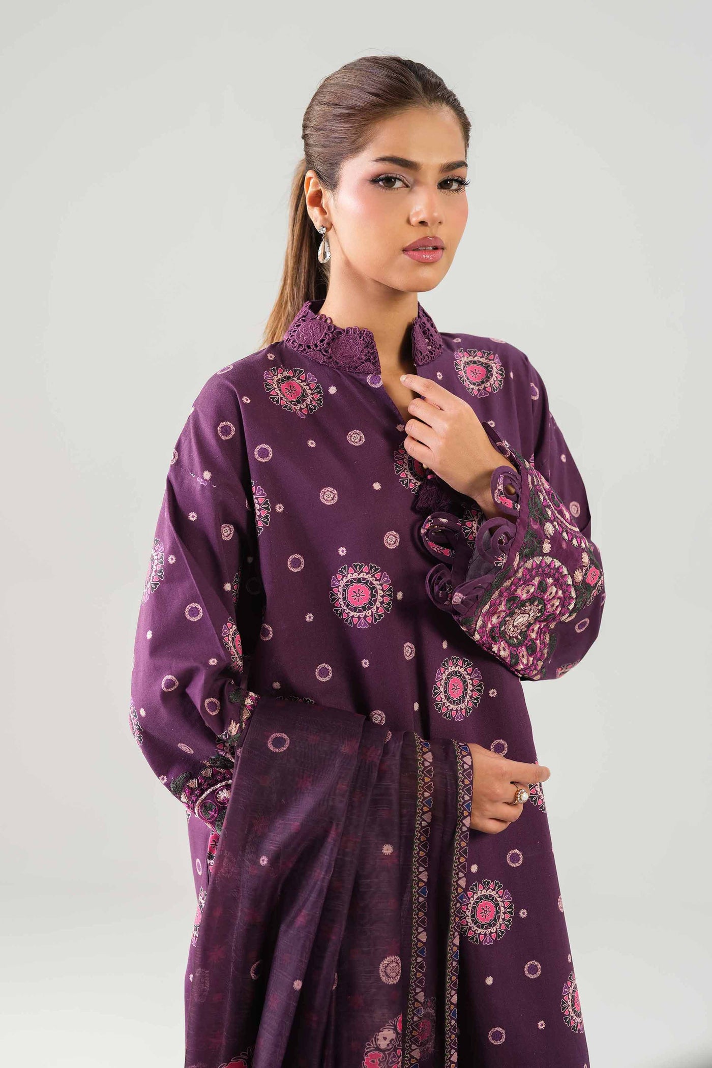 3 Piece Embroidered Organza Suit
