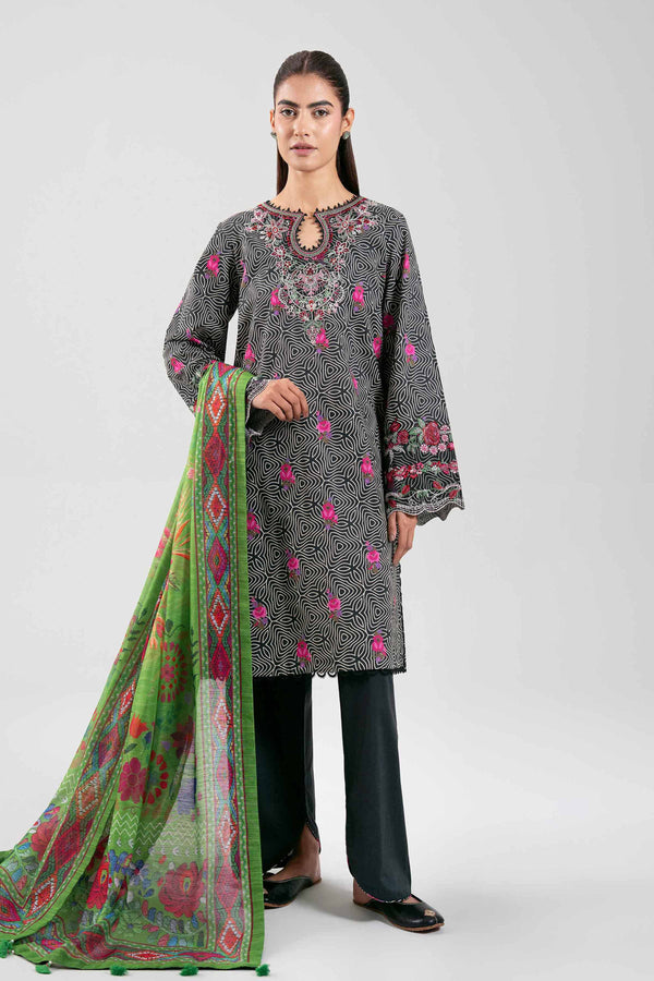 3 Piece - Digital Printed Embroidered Suit - 42502862