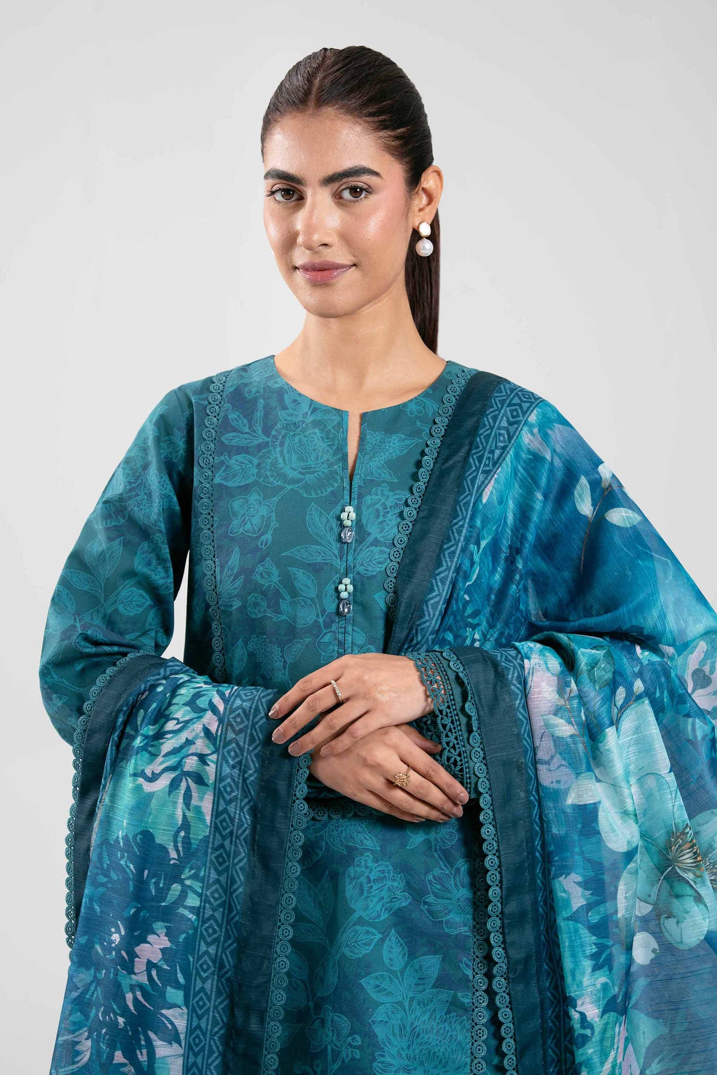 3 Piece Embroidered Organza Suit