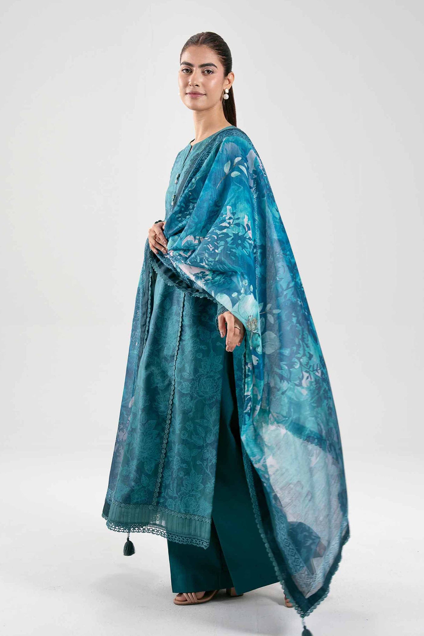 3 Piece Embroidered Organza Suit