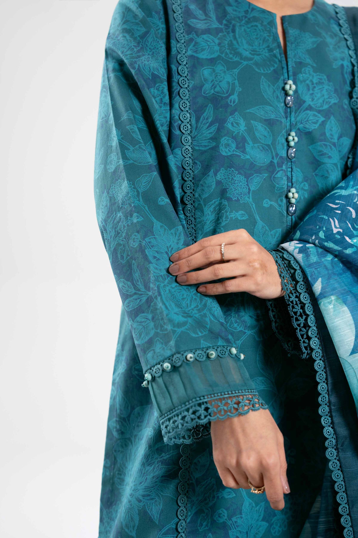 3 Piece Embroidered Organza Suit