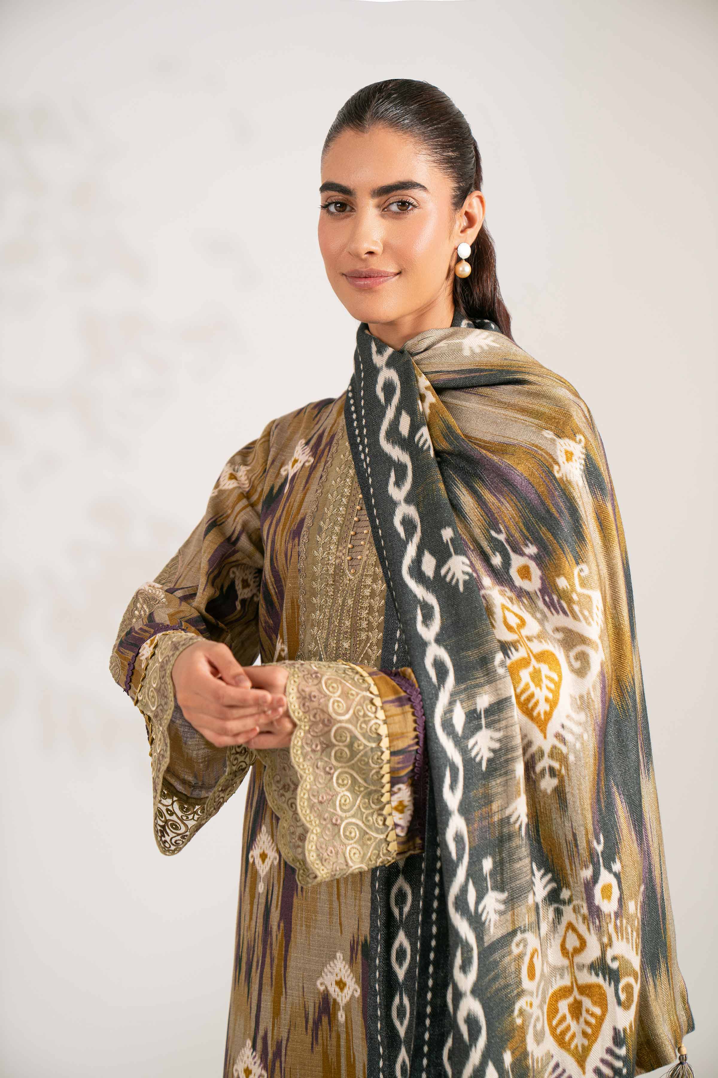 3 Piece - Printed Embroidered Suit - 42502869