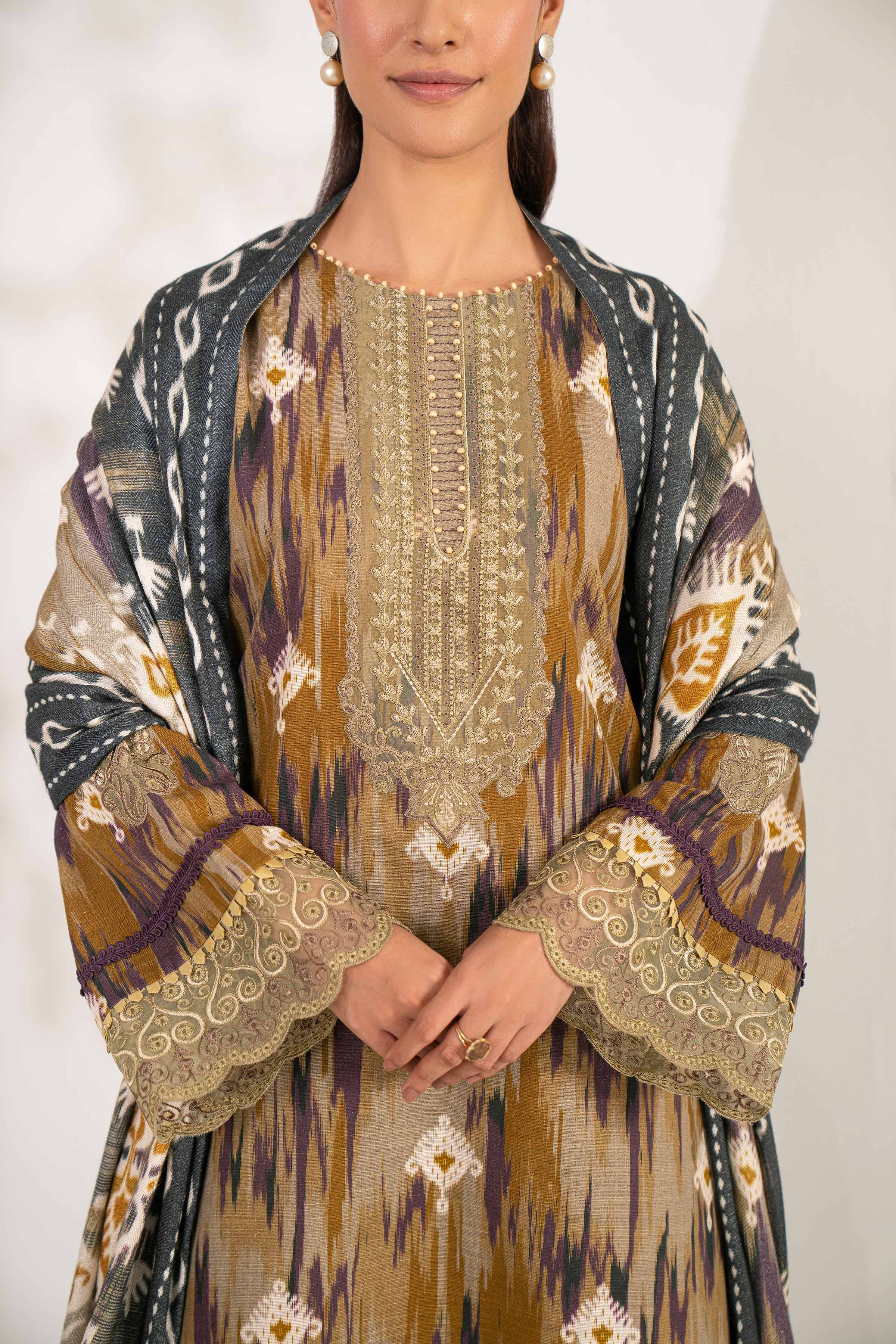 3 Piece - Printed Embroidered Suit - 42502869