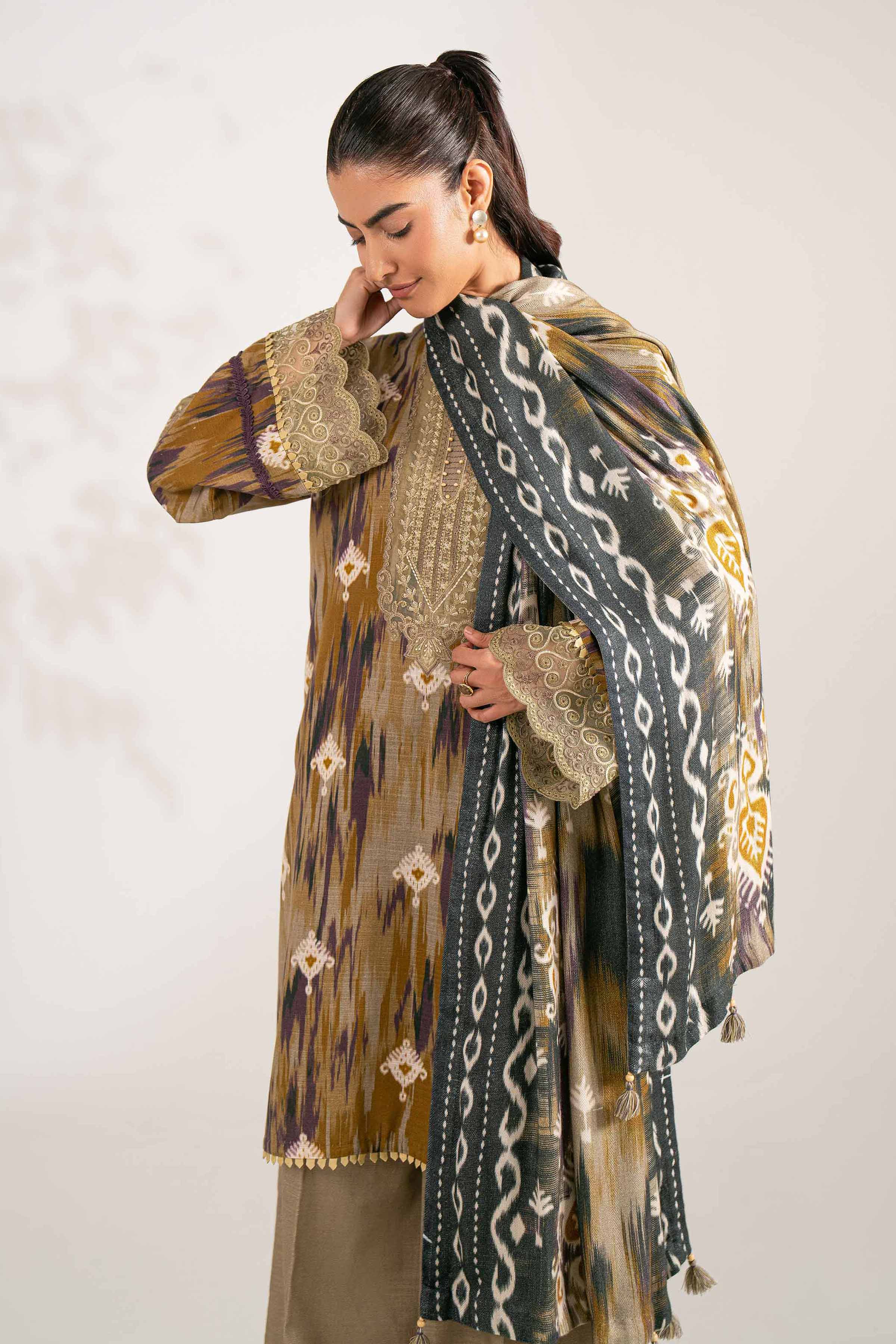 3 Piece - Printed Embroidered Suit - 42502869