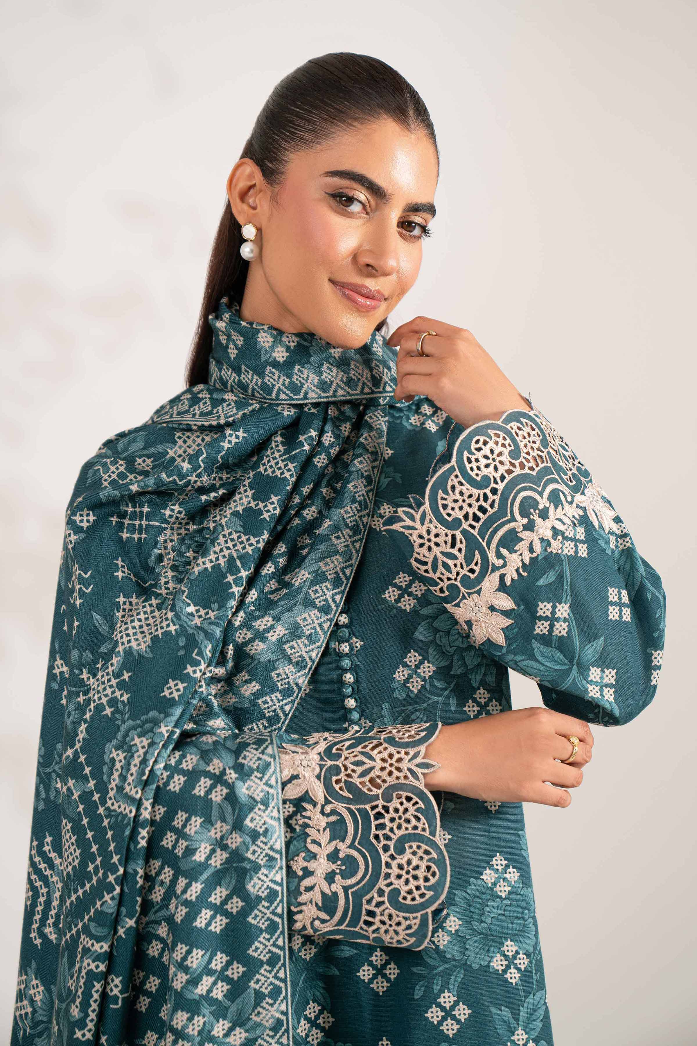 3 Piece - Printed Embroidered Suit - 42502870