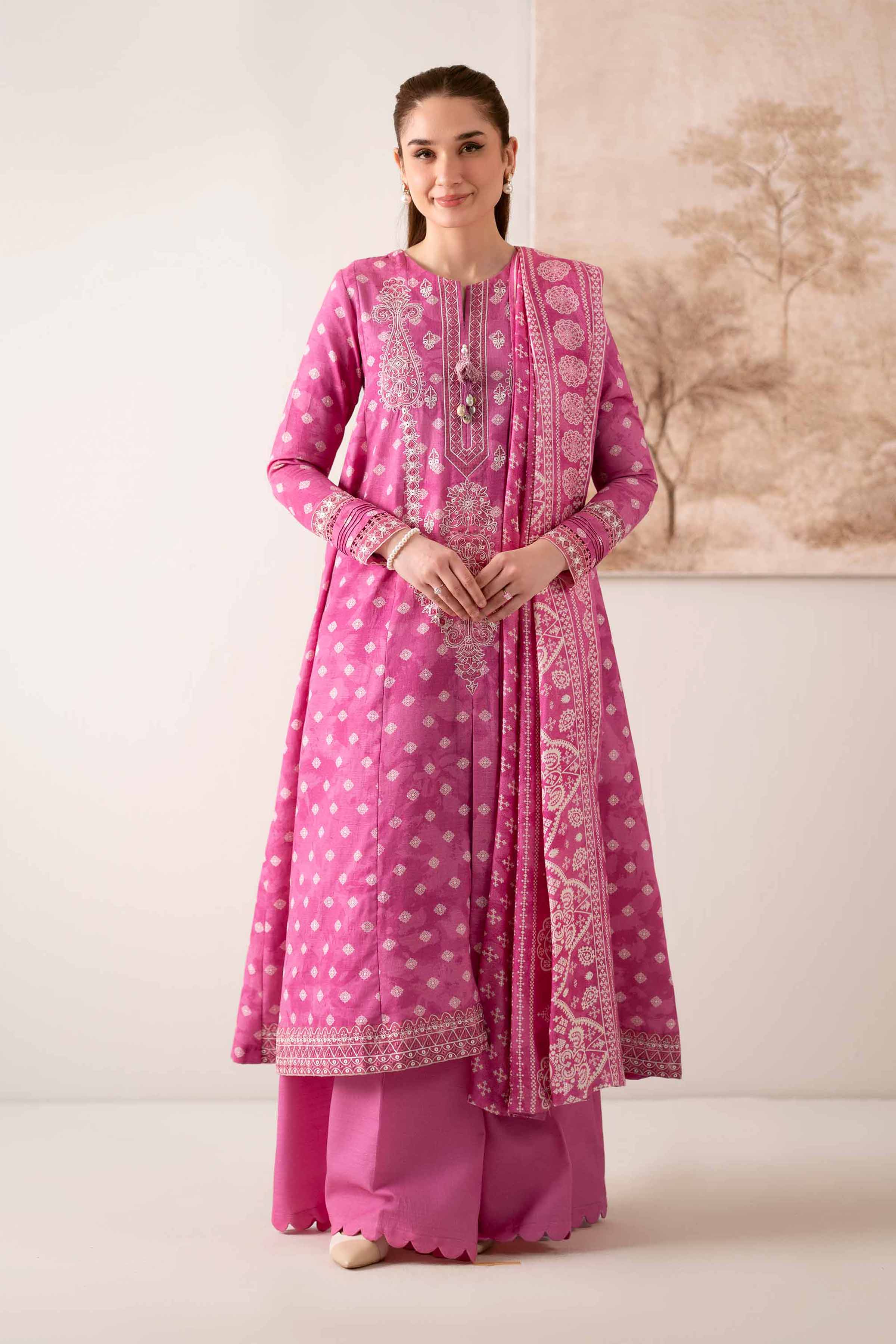 3 Piece - Printed Embroidered Suit - 42502871