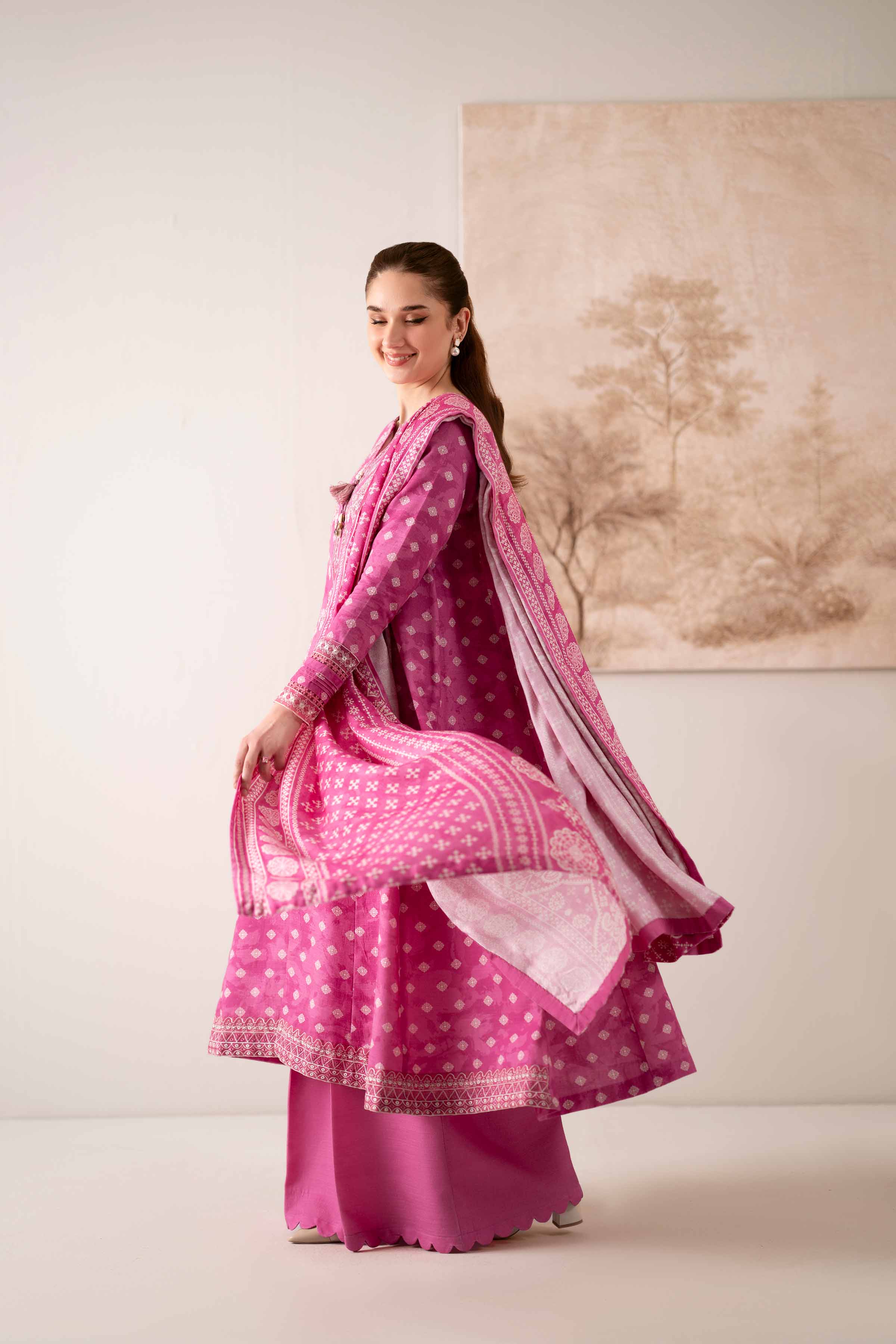 3 Piece - Printed Embroidered Suit - 42502871