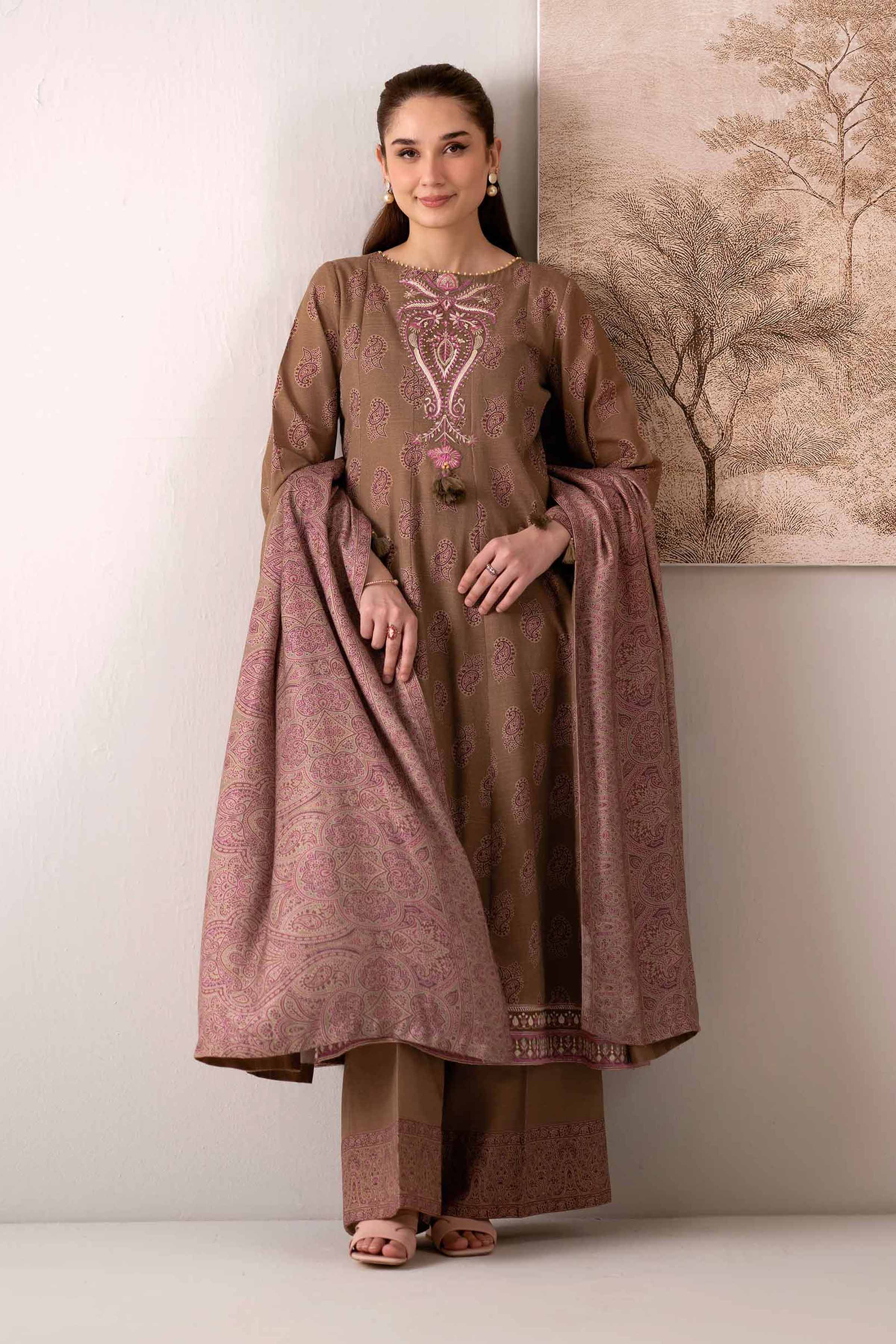 3 Piece - Printed Embroidered Suit - 42502872