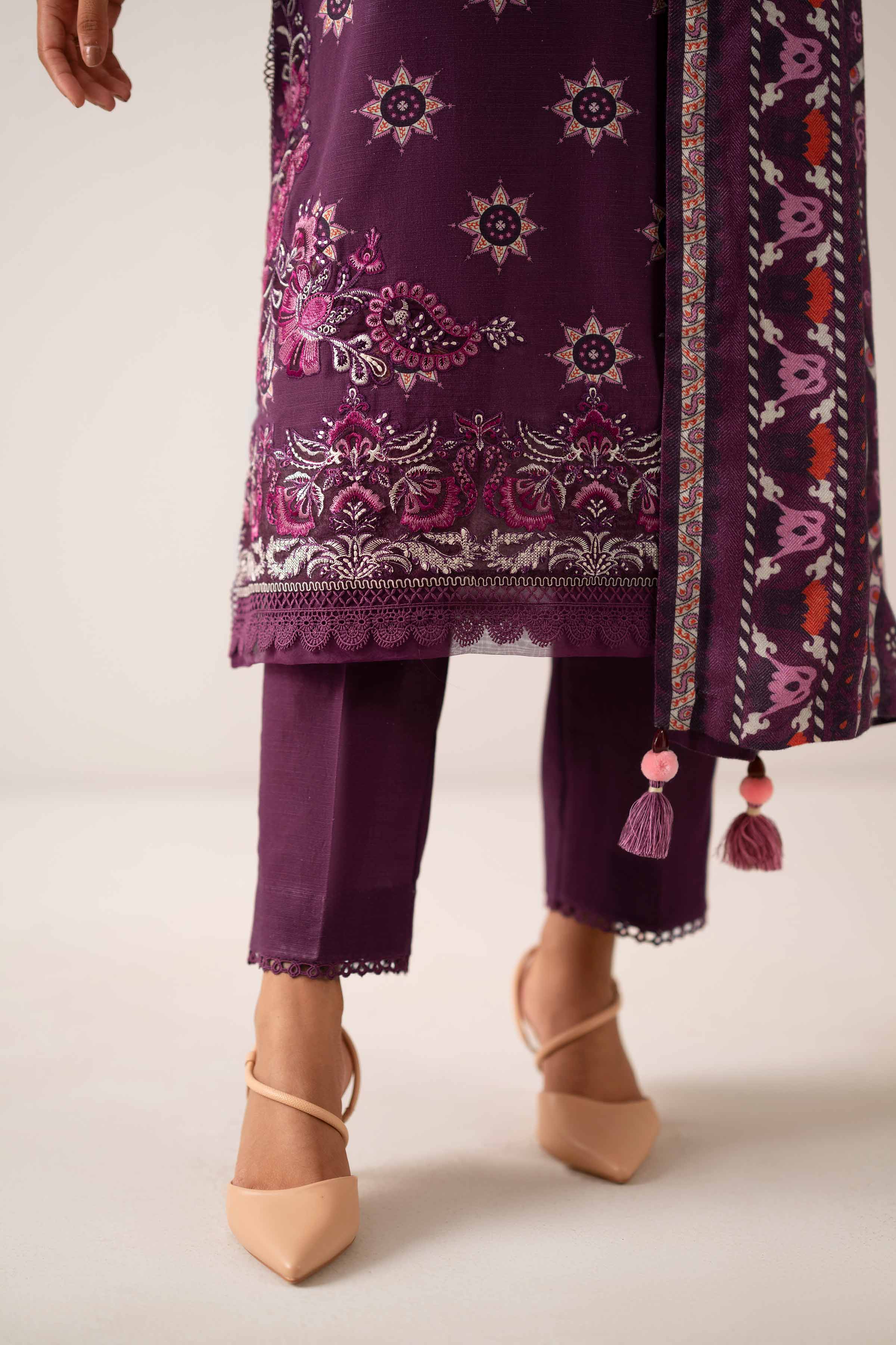 3 Piece - Printed Embroidered Suit - 42502877