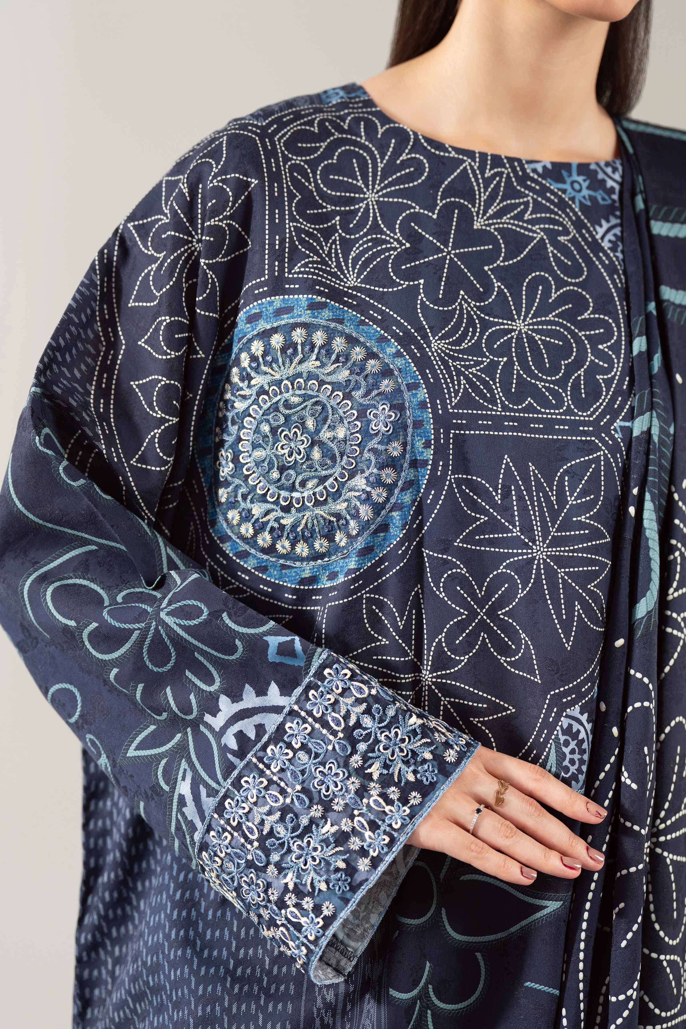 3 Piece - Digital Printed Embroidered Suit - 42502889