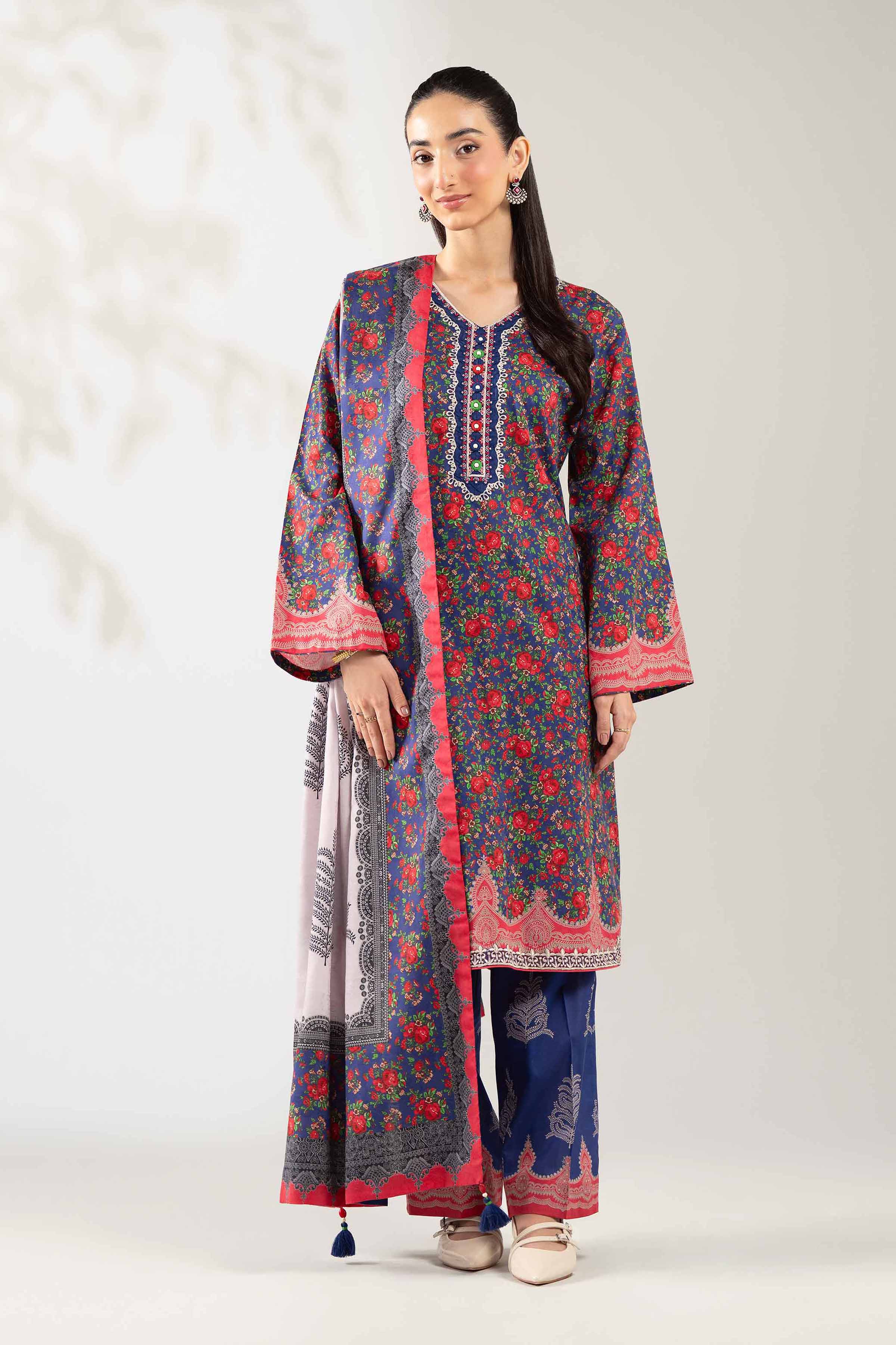 3 Piece - Digital Printed Embroidered Suit - 42502890