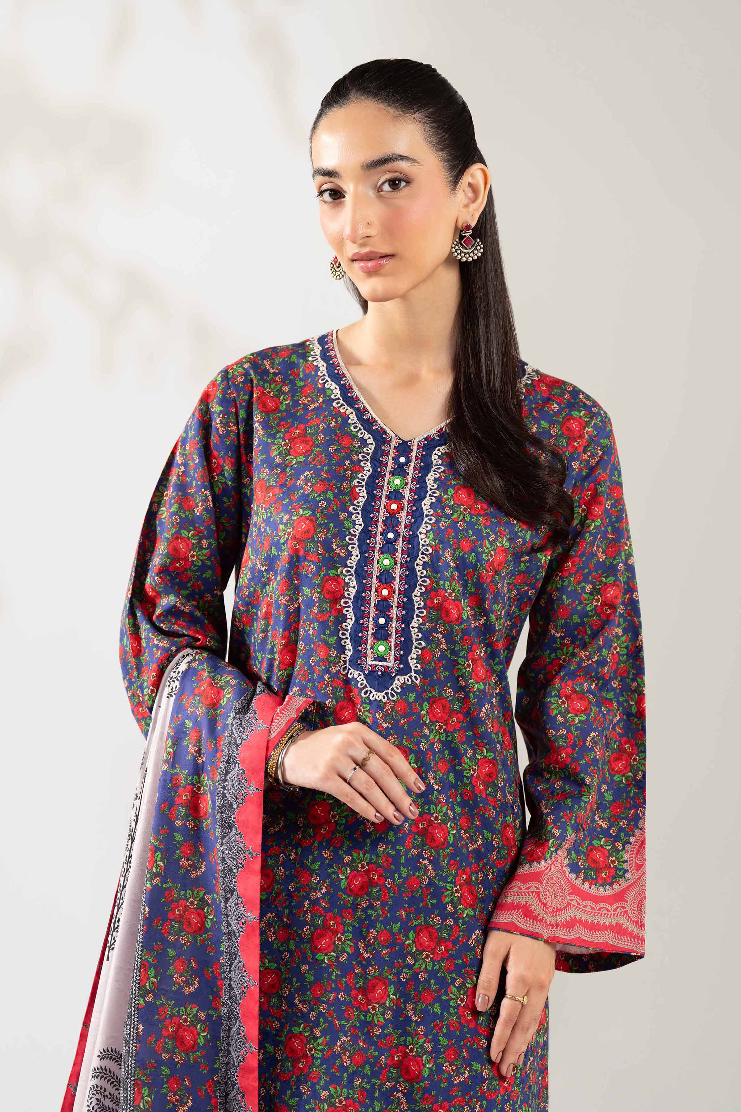 3 Piece - Digital Printed Embroidered Suit - 42502890