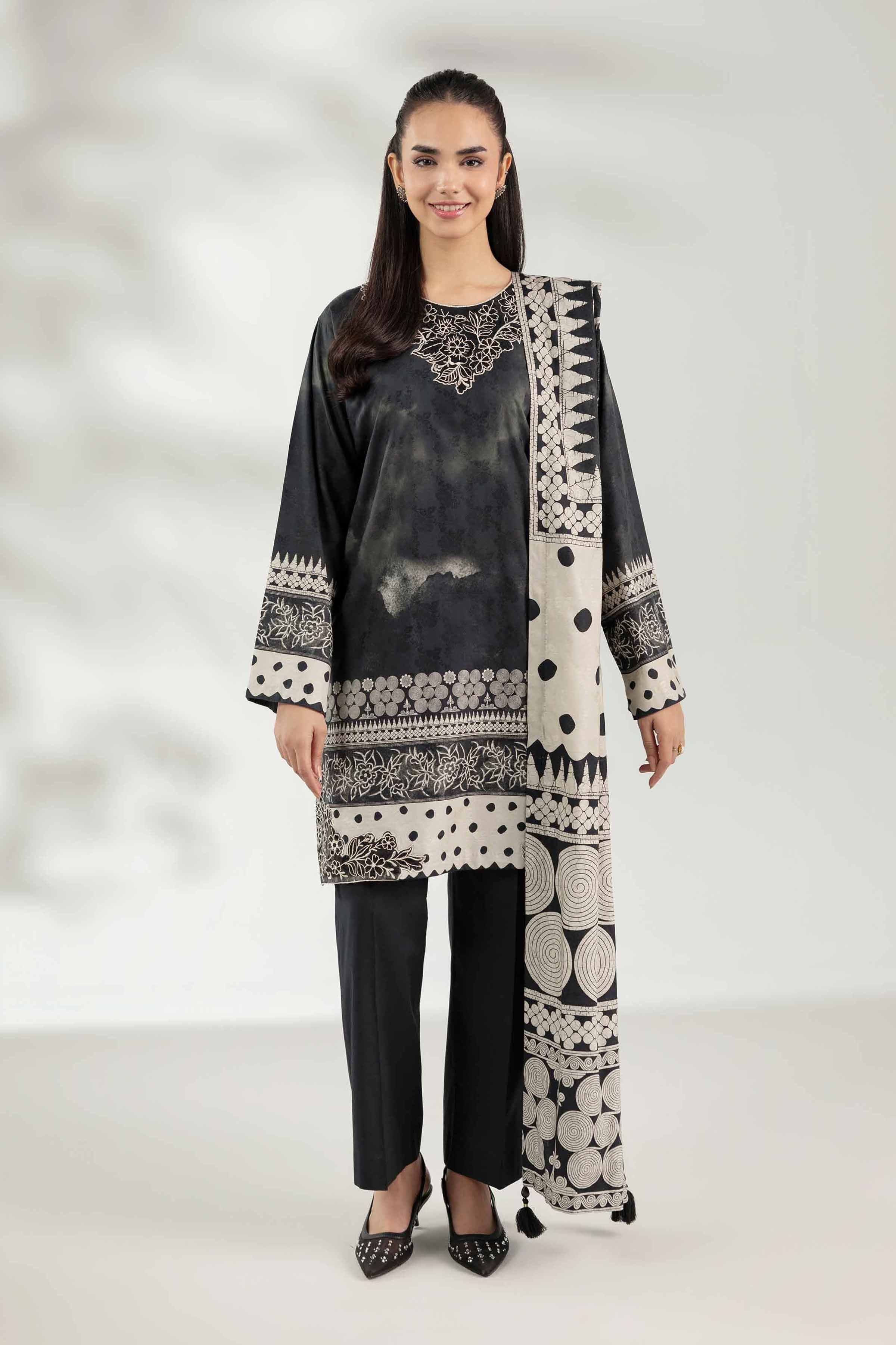 3 Piece - Digital Printed Embroidered Suit - 42502891