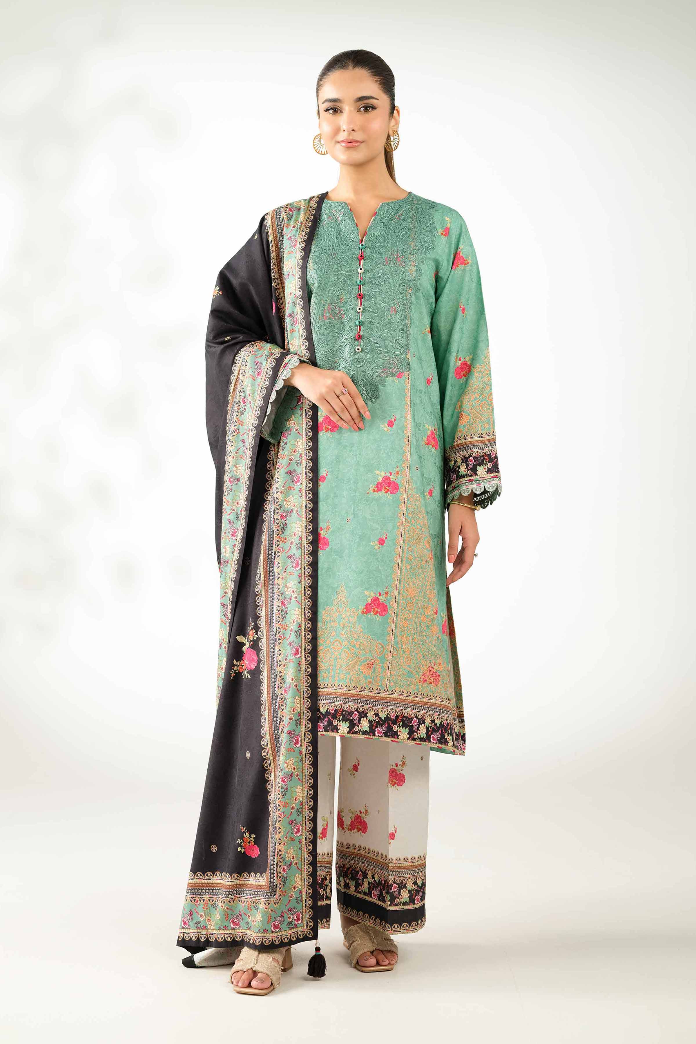 3 Piece - Digital Printed Embroidered Suit - 42502892