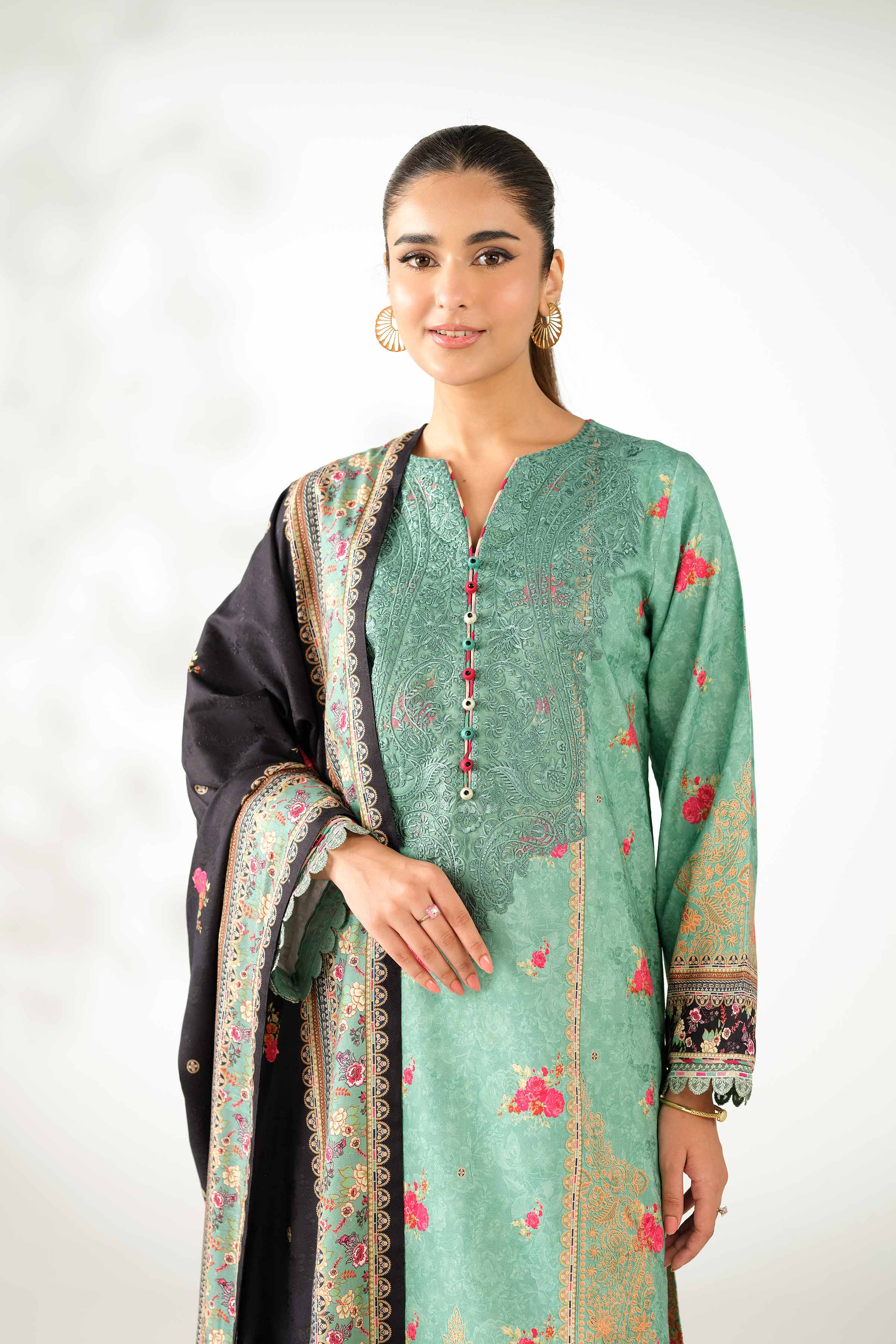 3 Piece - Digital Printed Embroidered Suit - 42502892