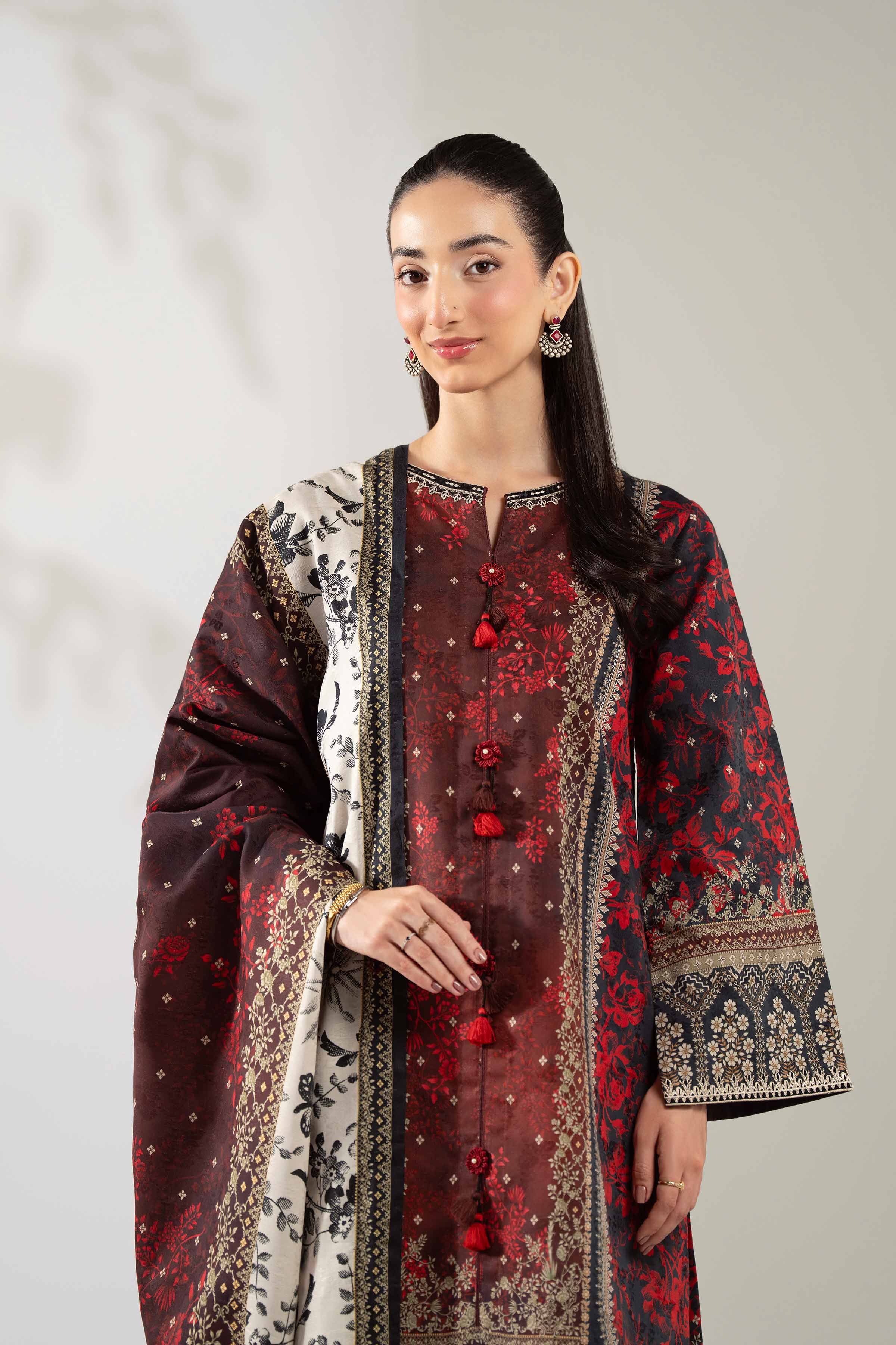 3 Piece - Digital Printed Embroidered Suit - 42502893