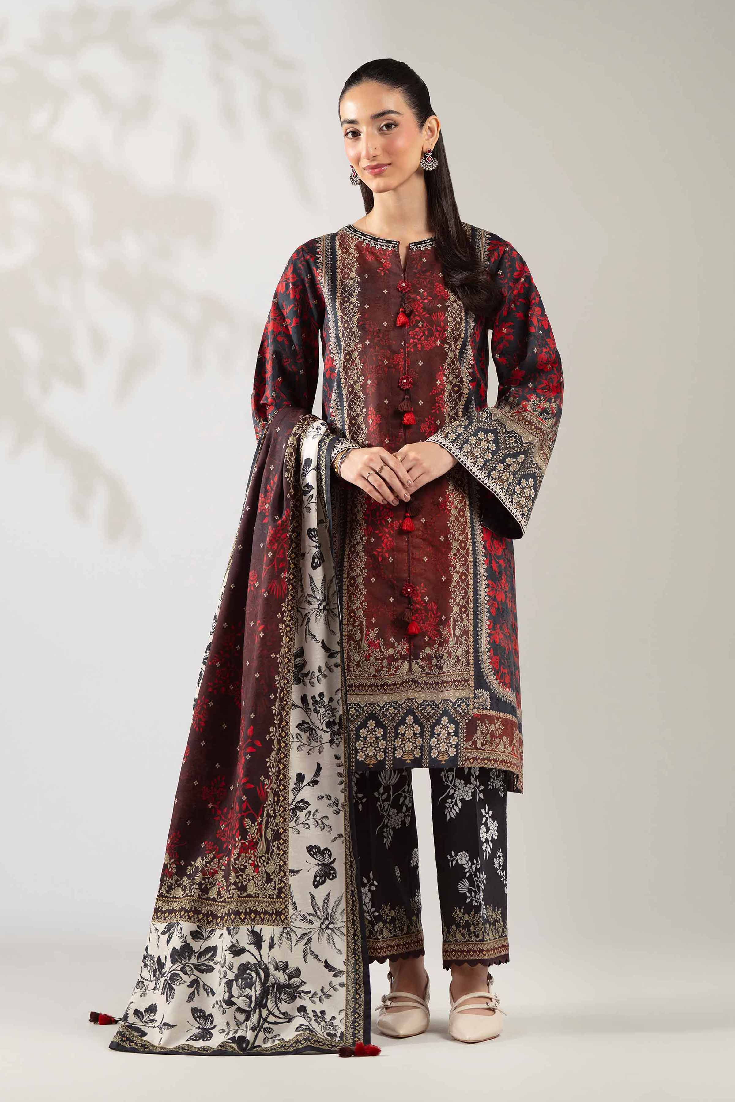 3 Piece - Digital Printed Embroidered Suit - 42502893