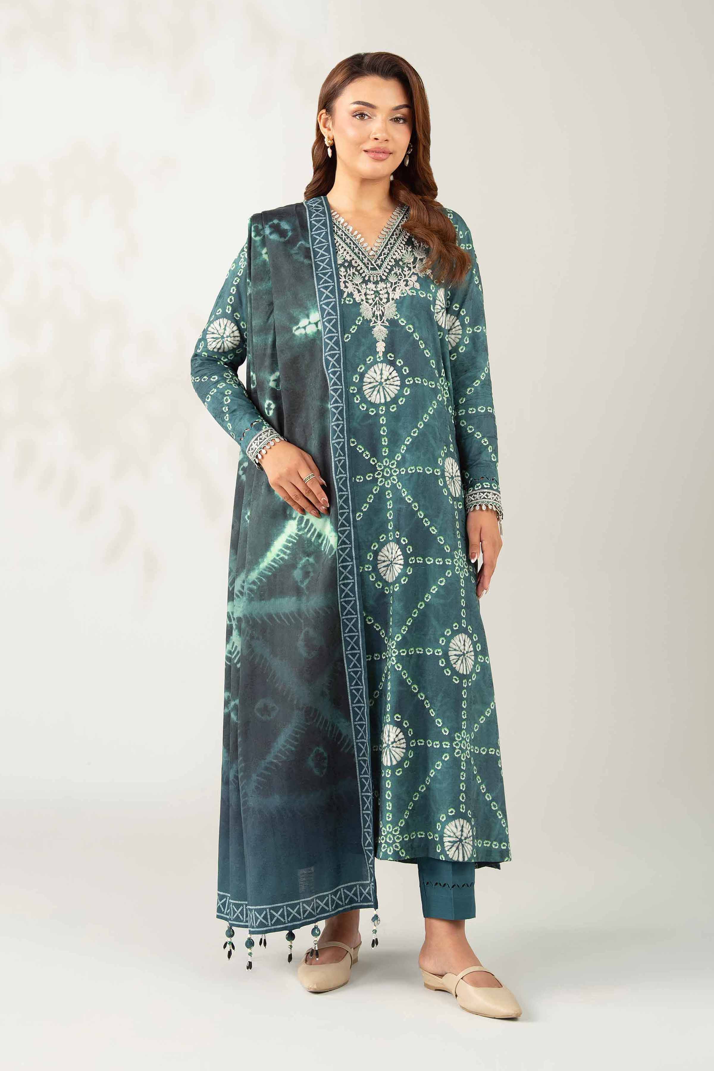 3 Piece - Digital Printed Embroidered Suit - 42502895