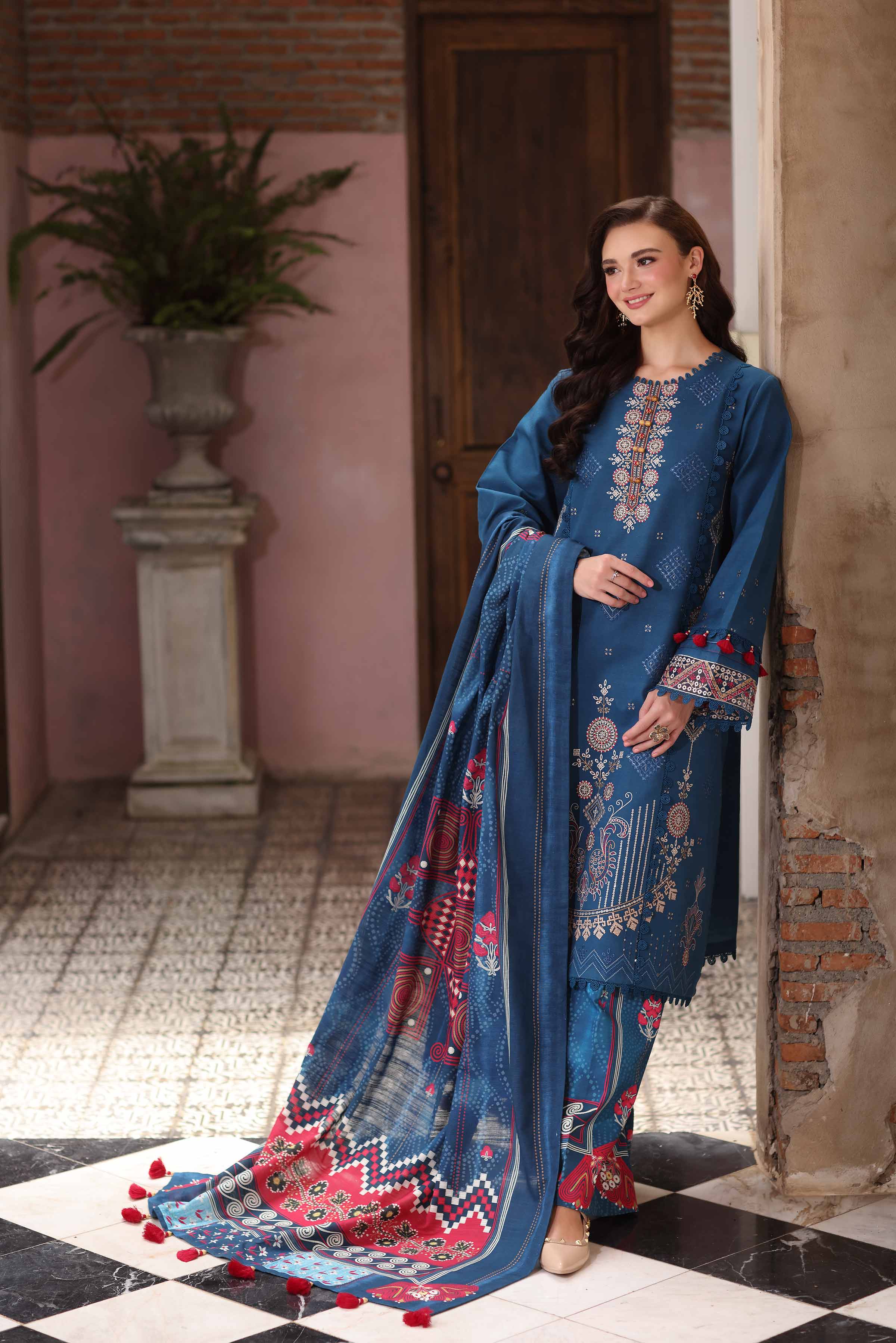 3 Piece - Digital Printed Embroidered Suit - 42502910