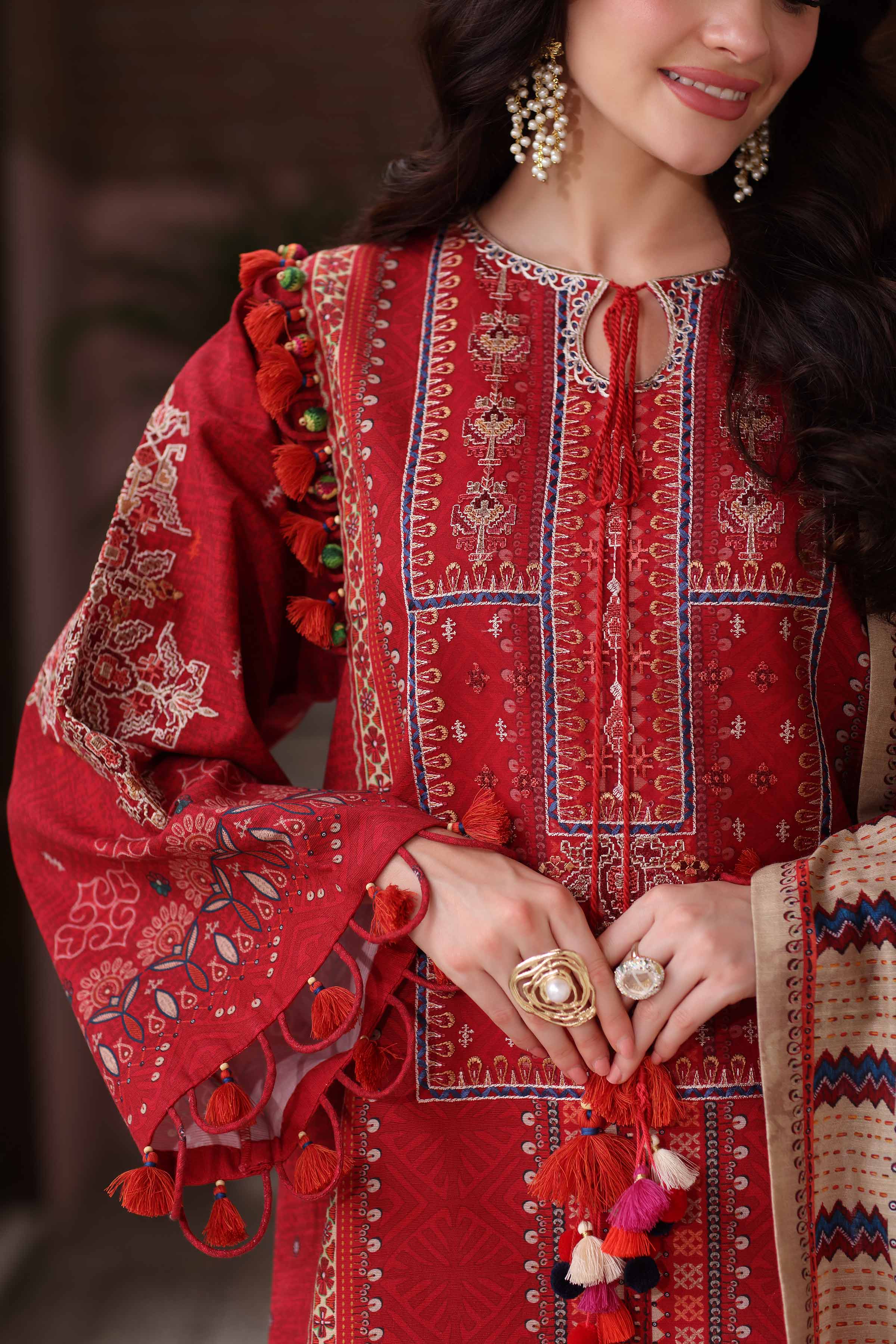3 Piece - Digital Printed Embroidered Suit - 42502915