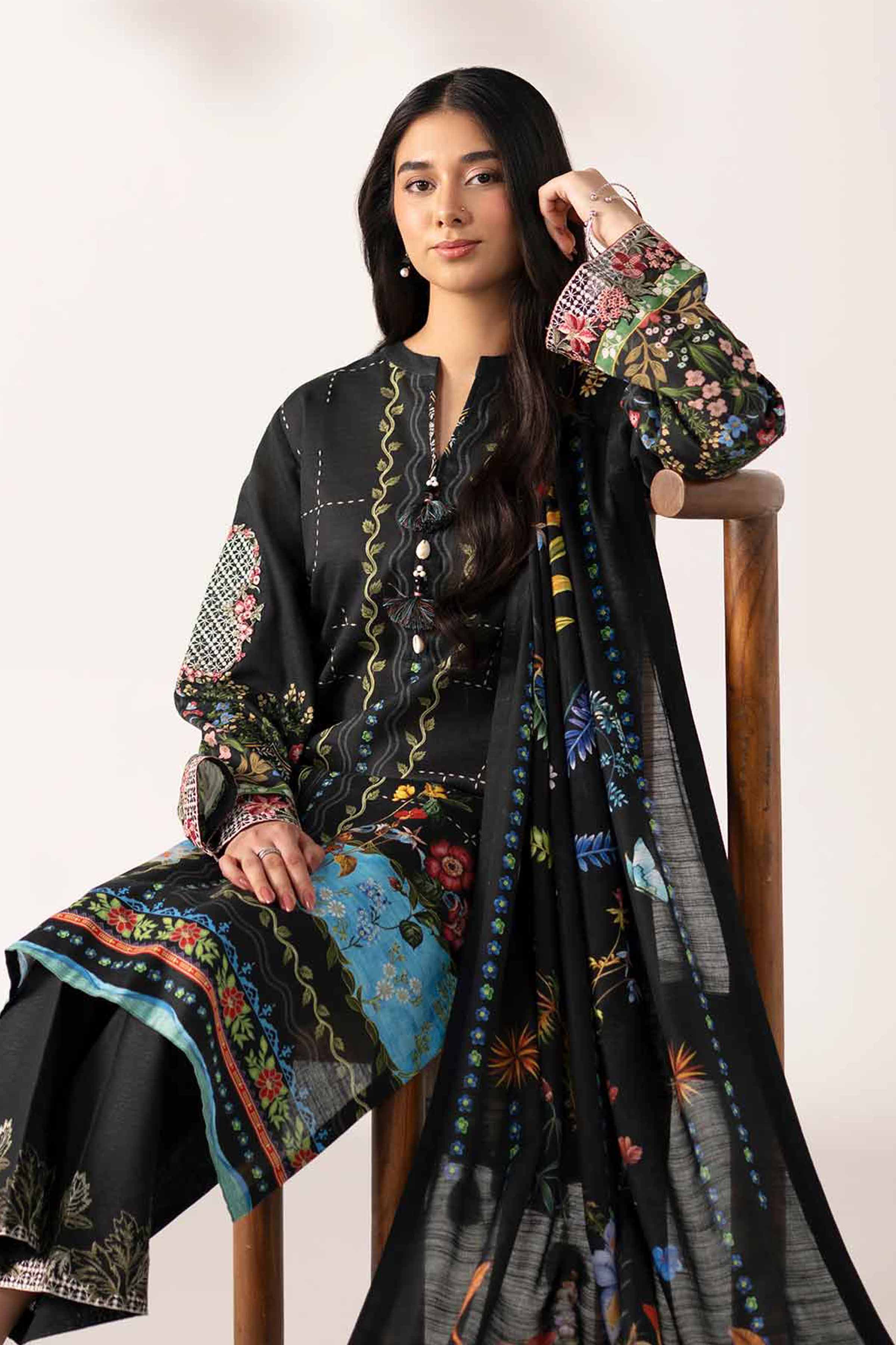 3 Piece - Digital Printed Embroidered Suit - 42502916