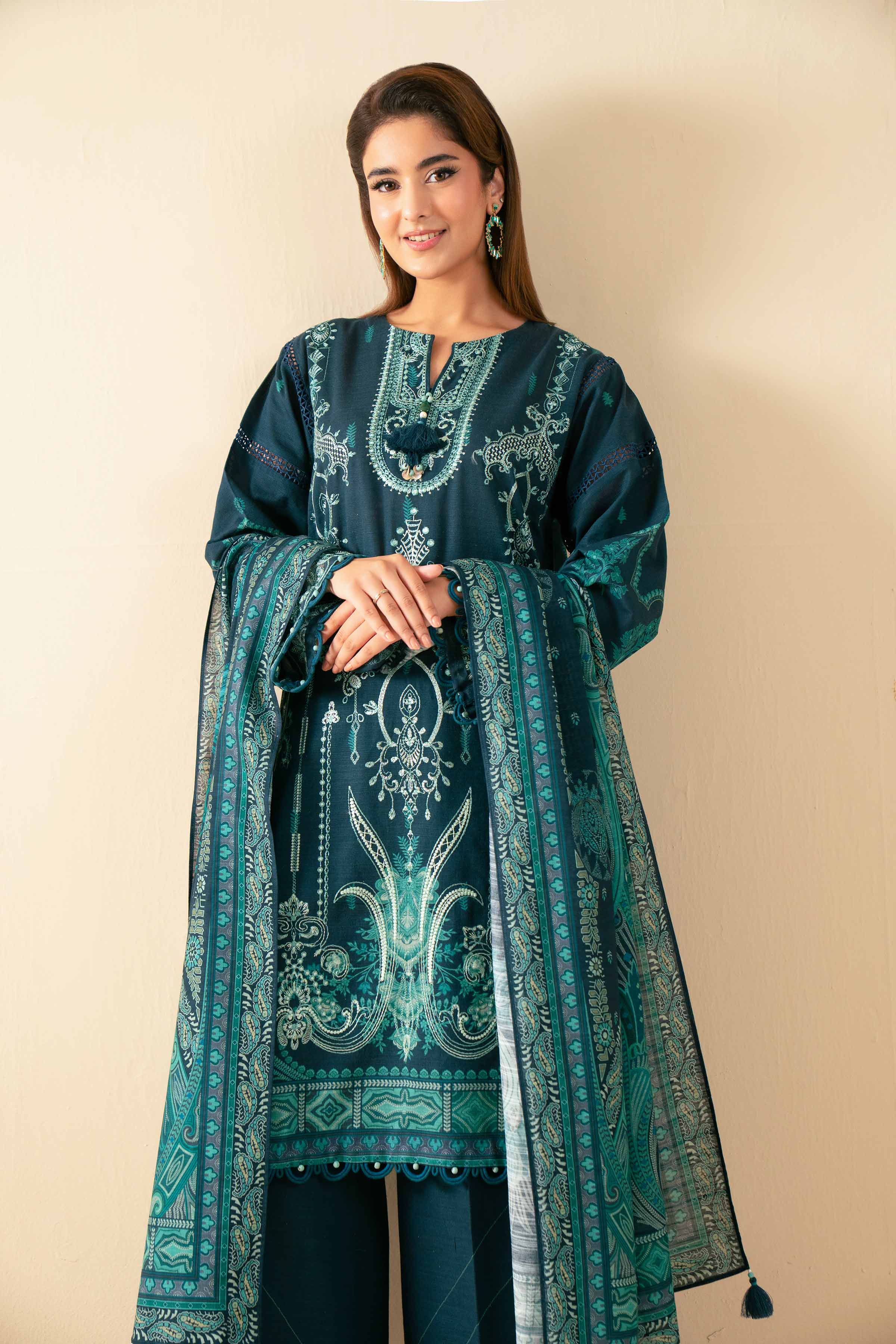 3 Piece - Digital Printed Embroidered Suit - 42502922