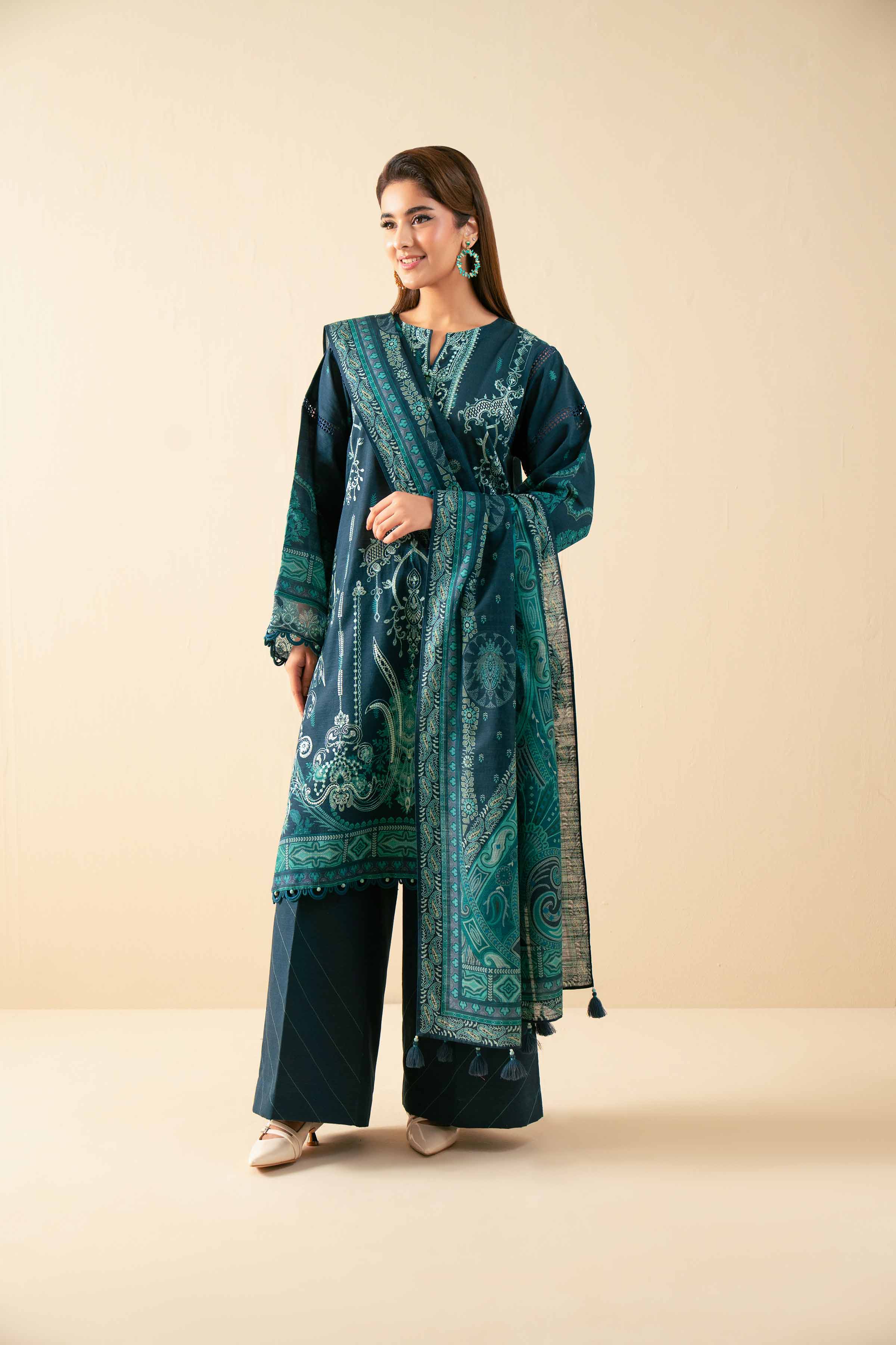 3 Piece - Digital Printed Embroidered Suit - 42502922