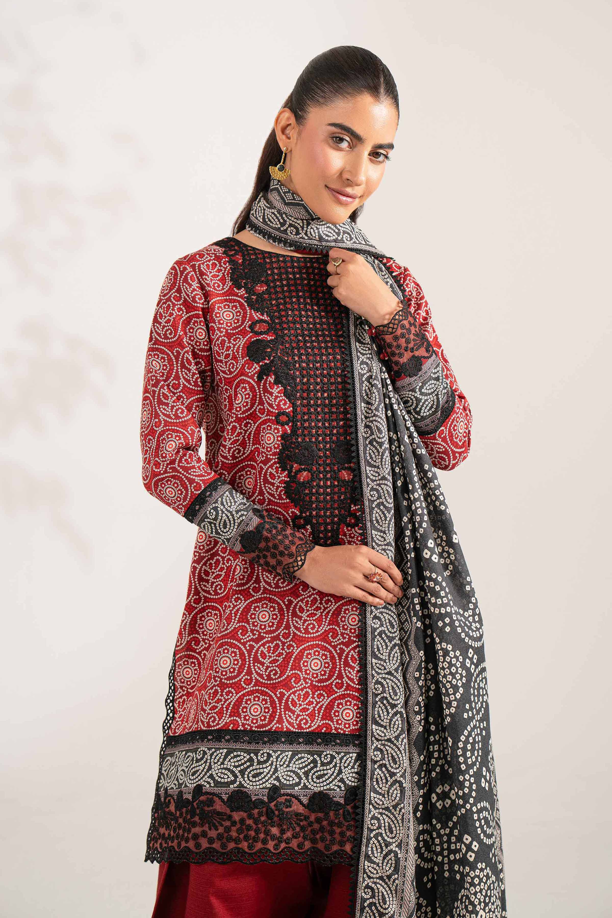 3 Piece - Printed Embroidered Suit - 42502936