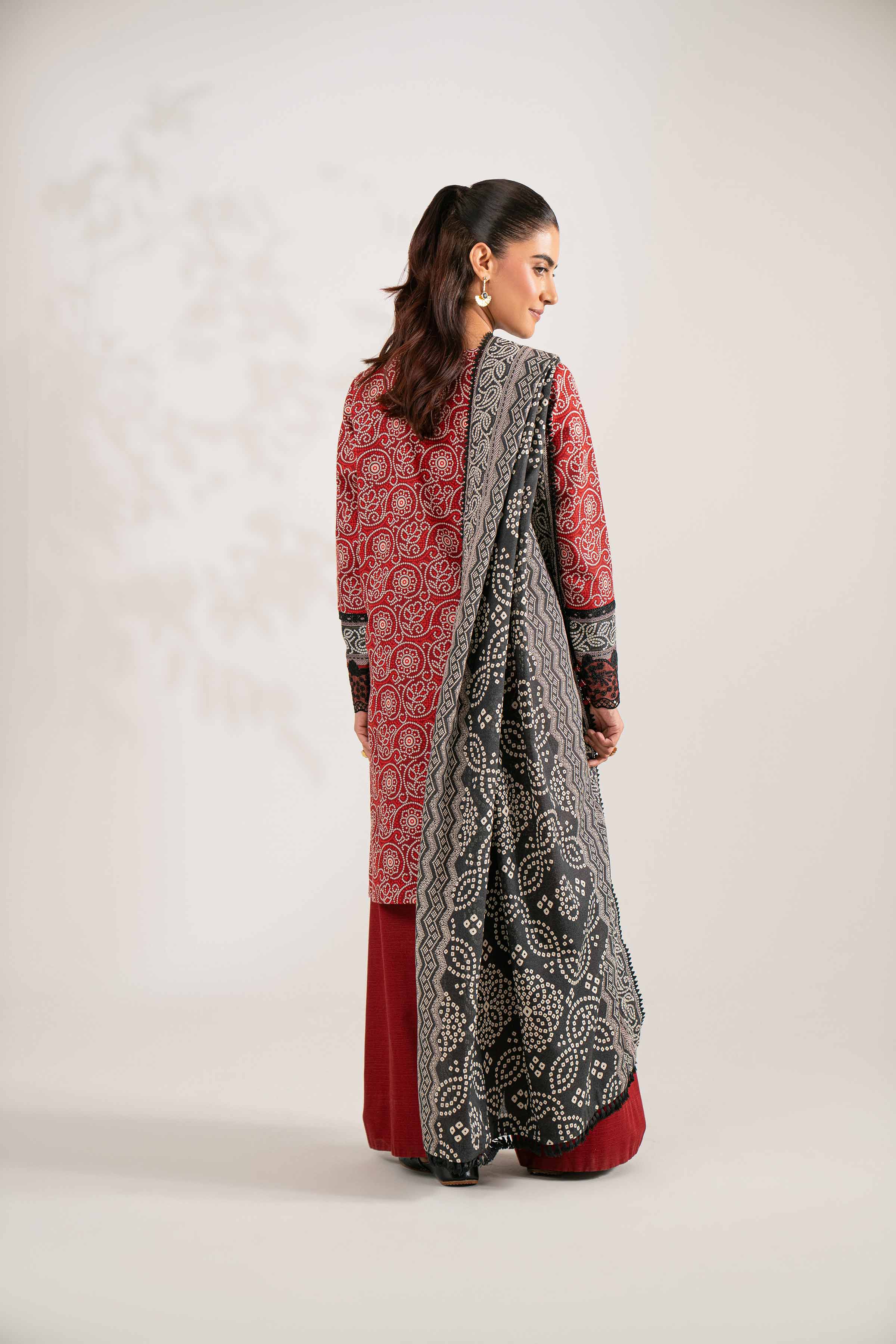 3 Piece - Printed Embroidered Suit - 42502936