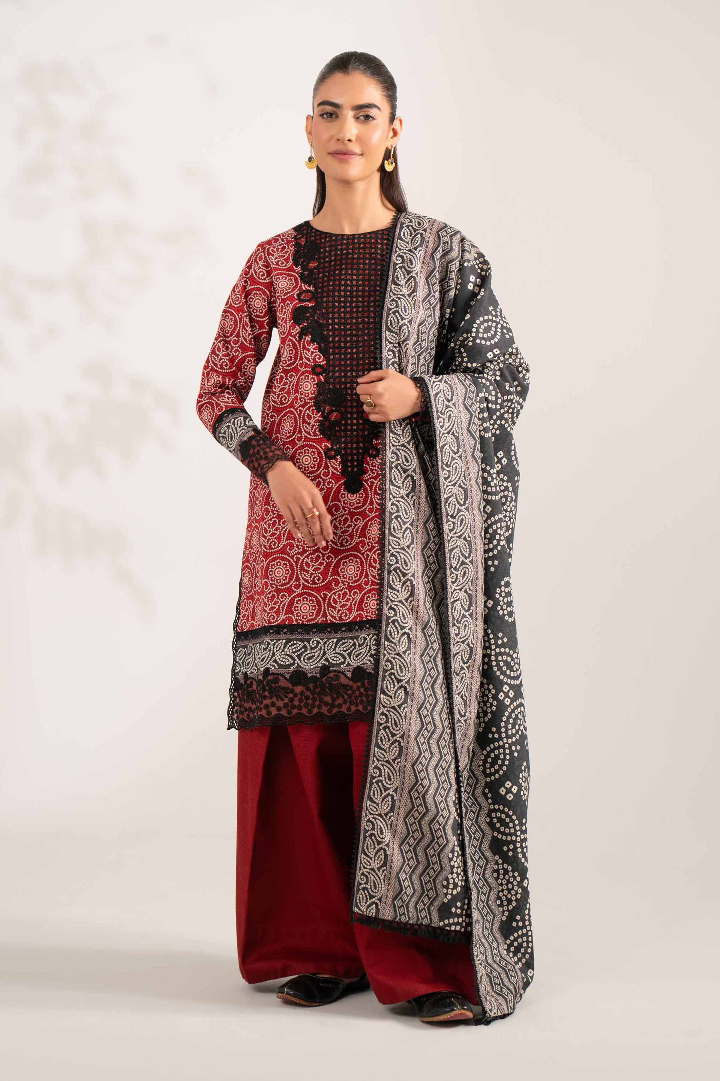 3 Piece - Printed Embroidered Suit - 42502936