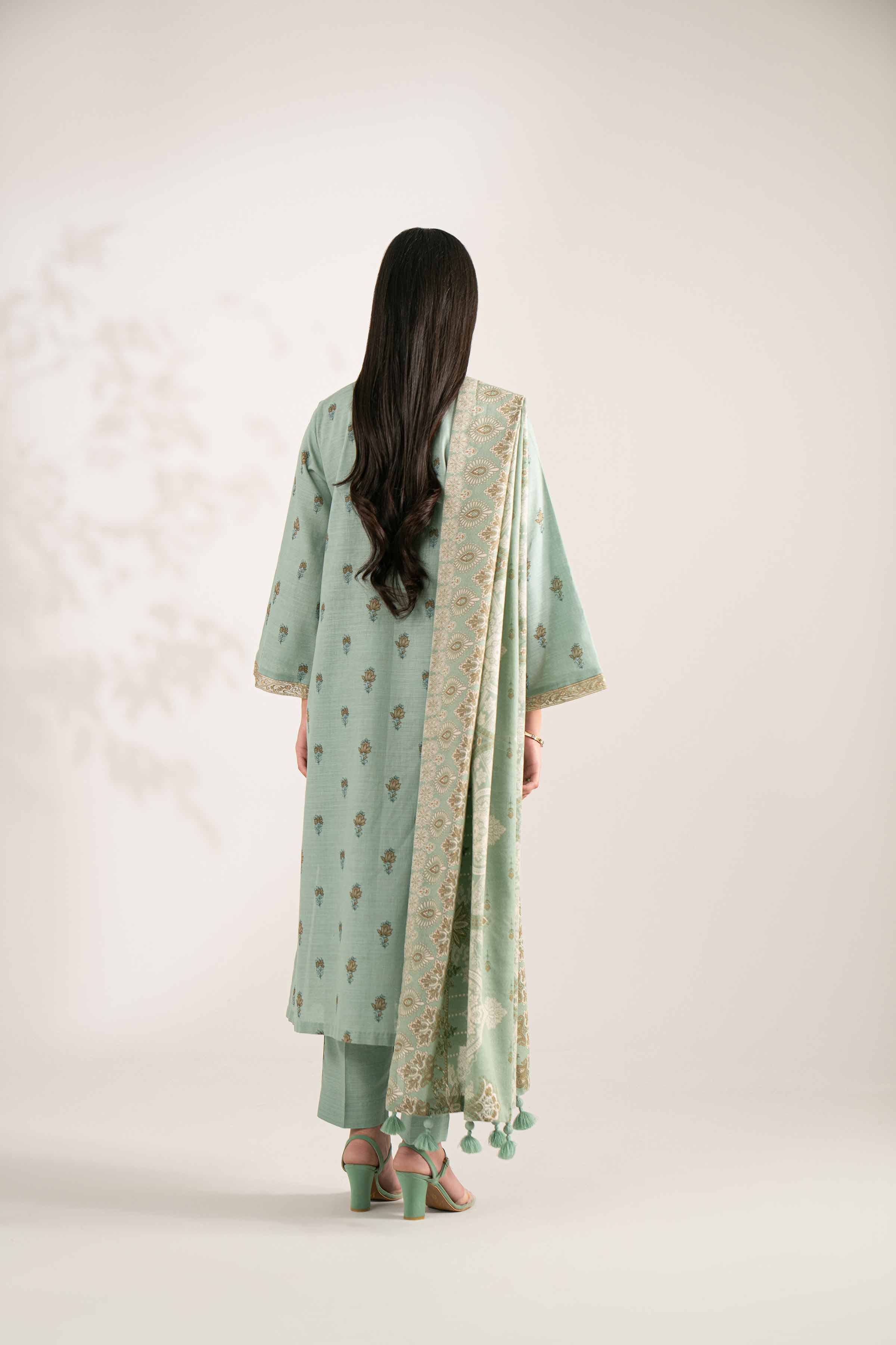 3 Piece - Printed Embroidered Suit - 42502939