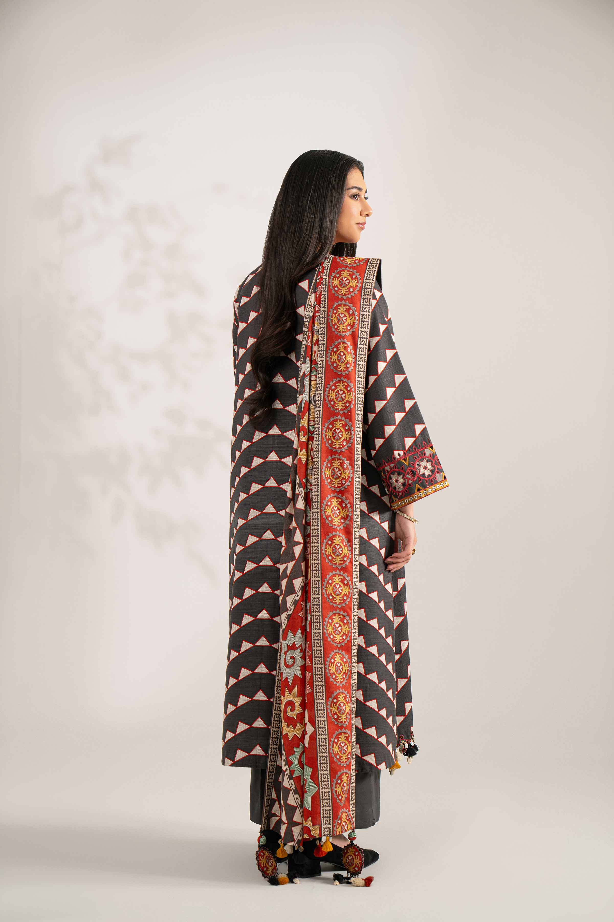 3 Piece - Printed Embroidered Suit - 42502942