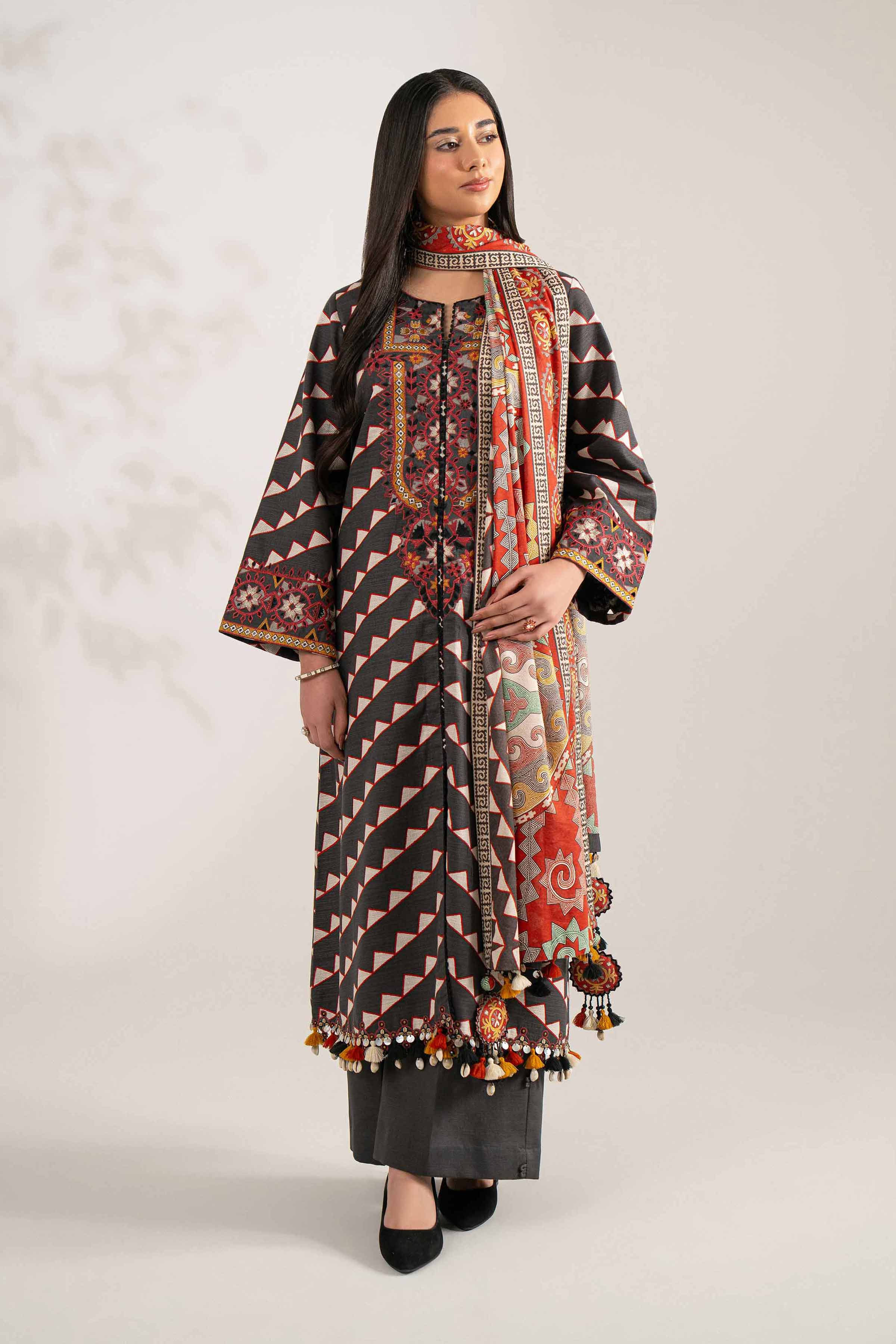 3 Piece - Printed Embroidered Suit - 42502942