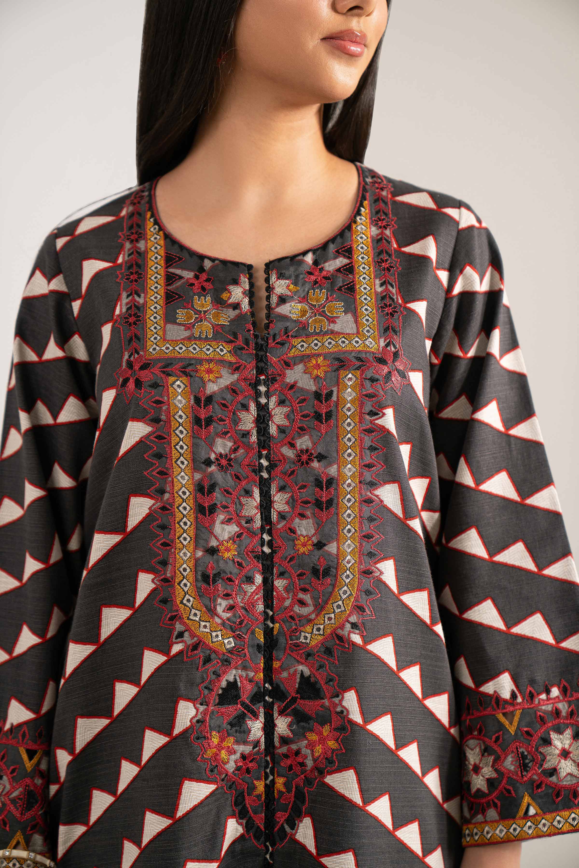 3 Piece - Printed Embroidered Suit - 42502942