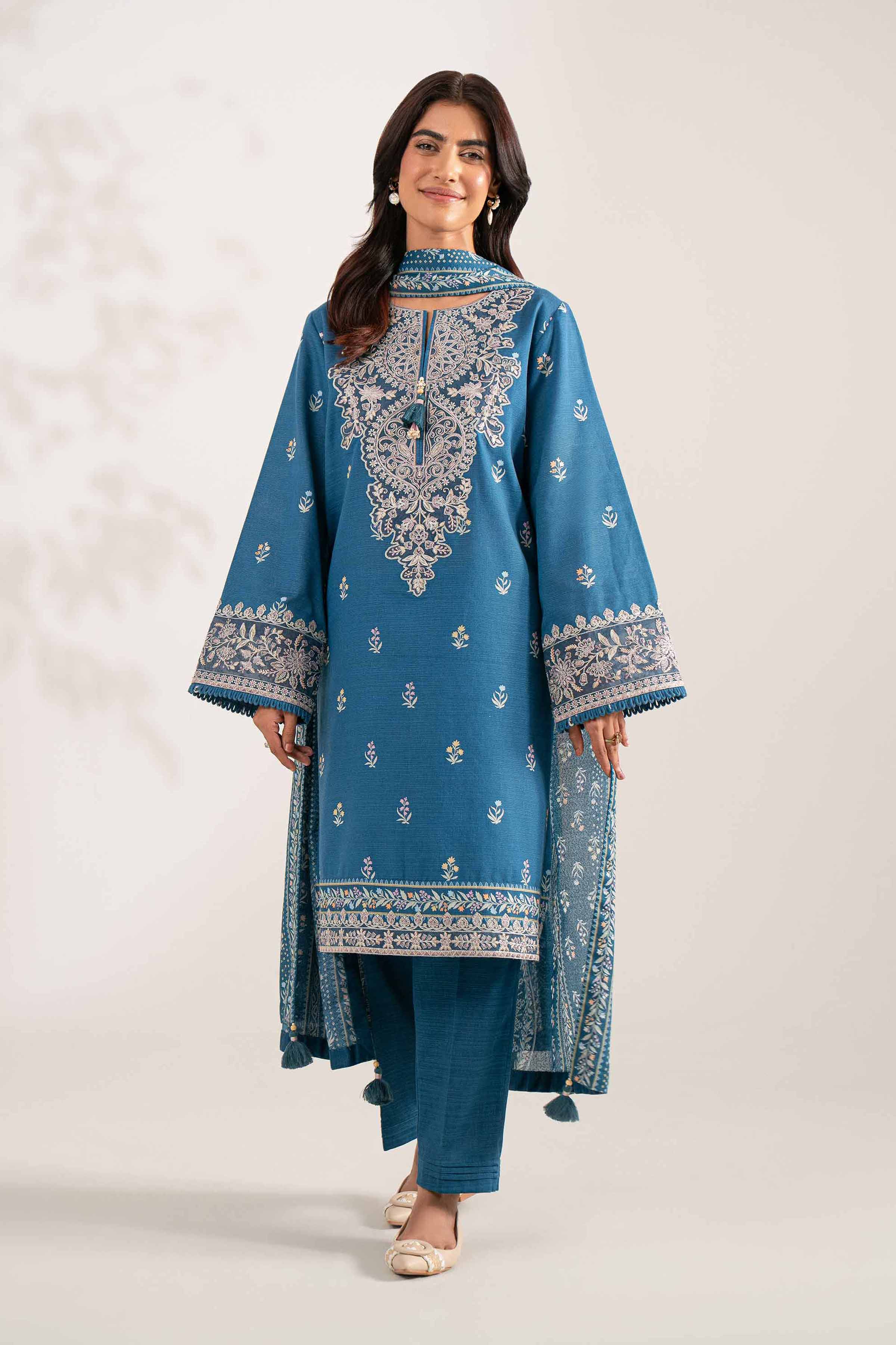 3 Piece - Printed Embroidered Suit - 42502943
