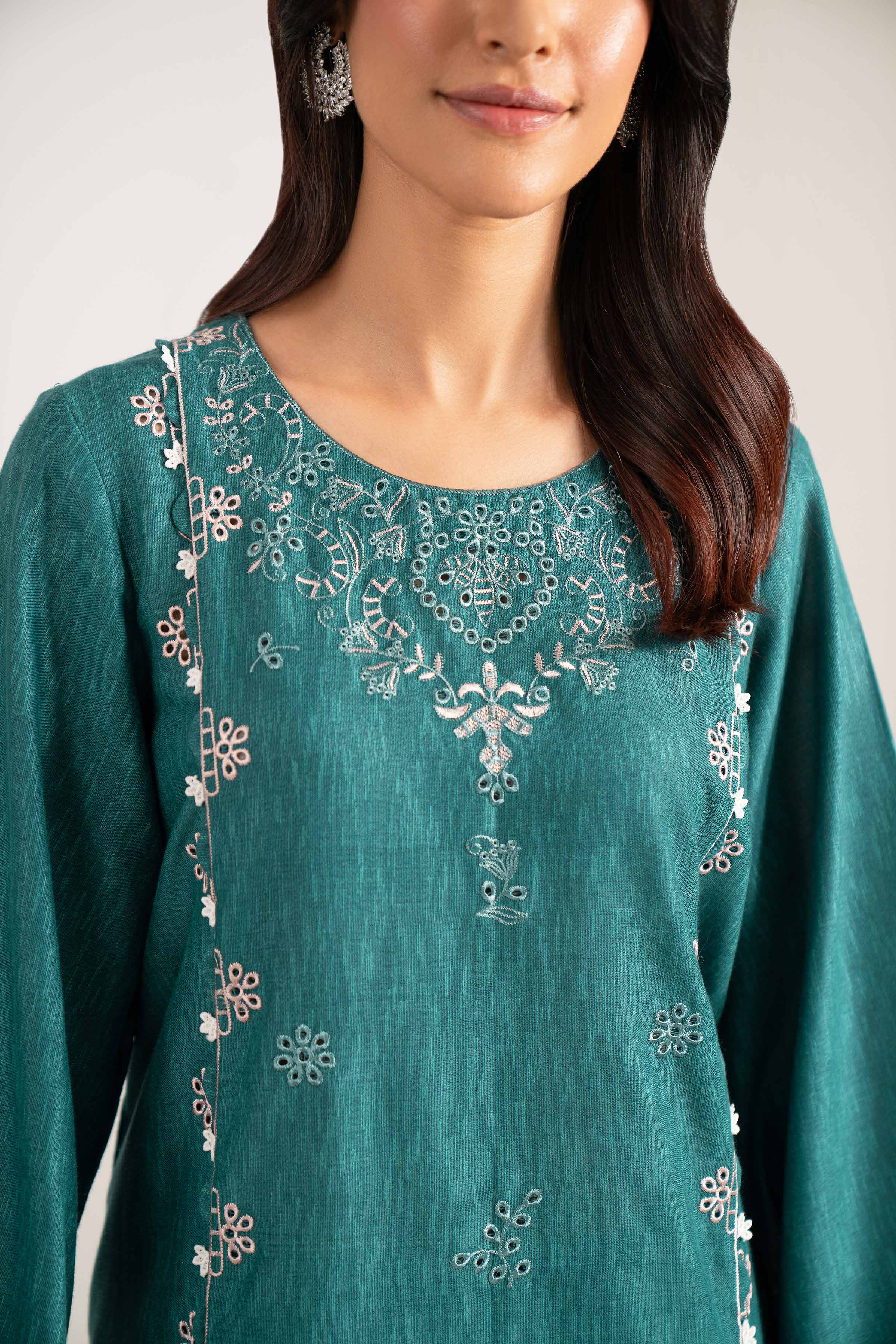 3 Piece - Printed Embroidered Suit - 42502957