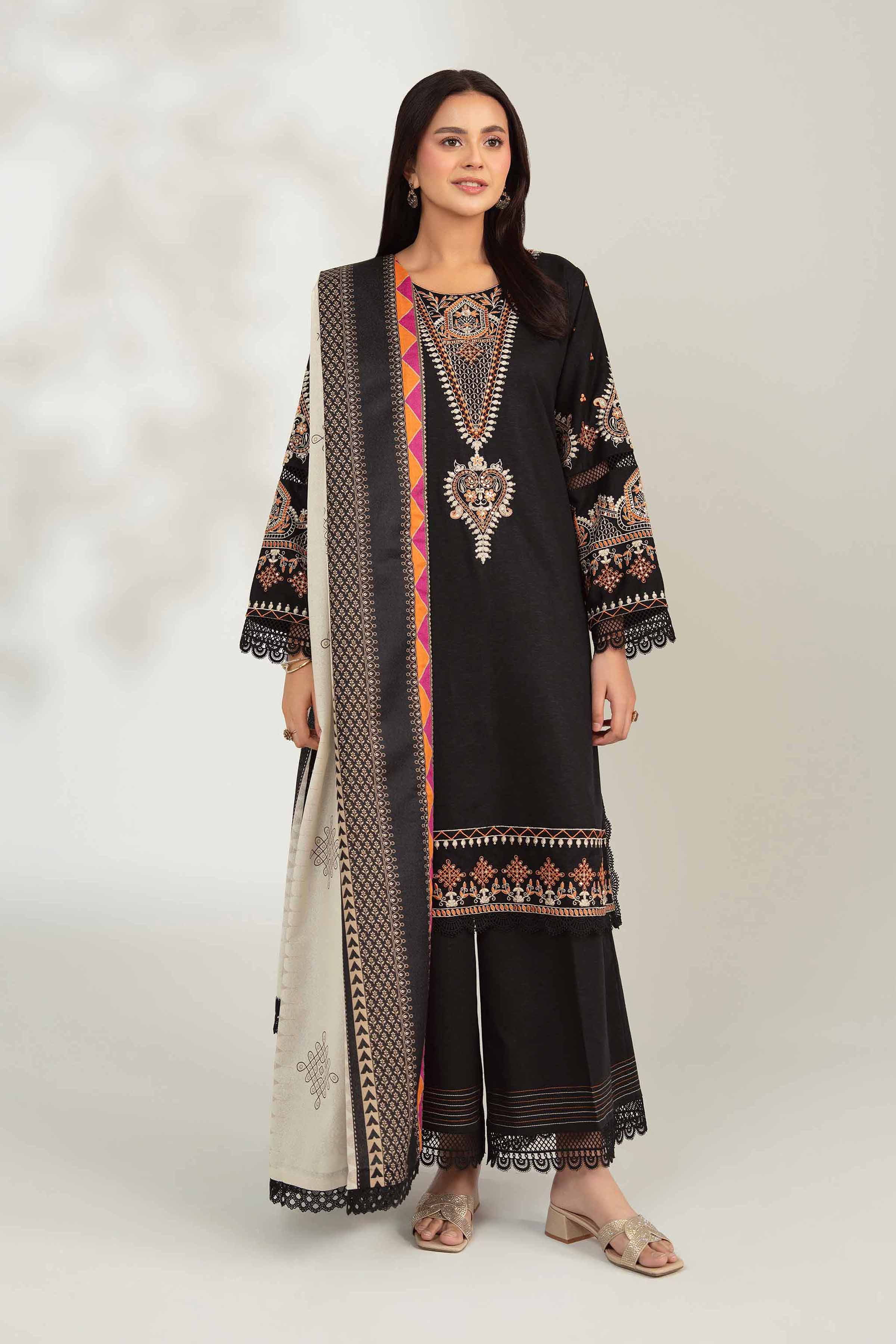 3 Piece - Printed Embroidered Suit - 42502958