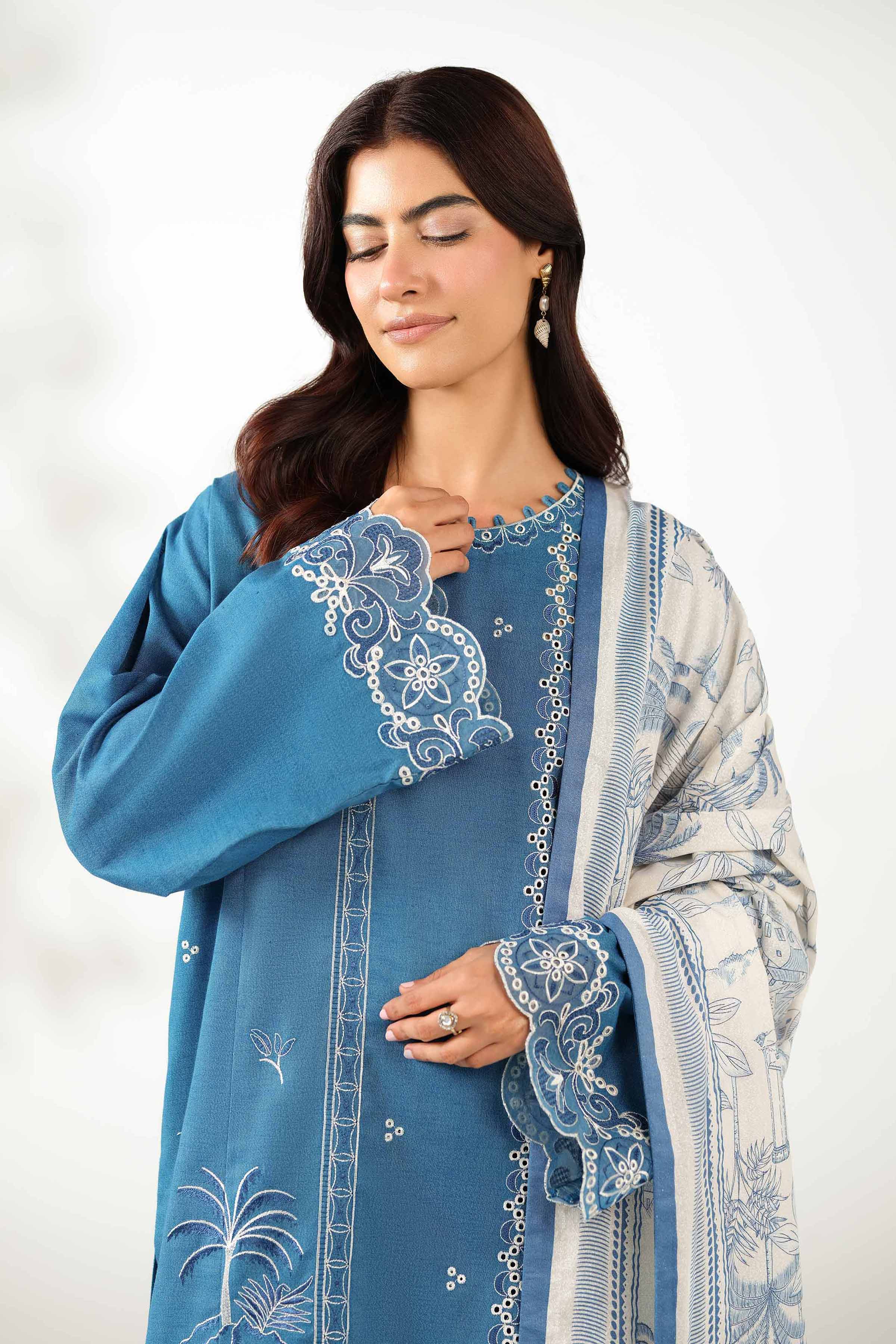 3 Piece - Printed Embroidered Suit - 42502959