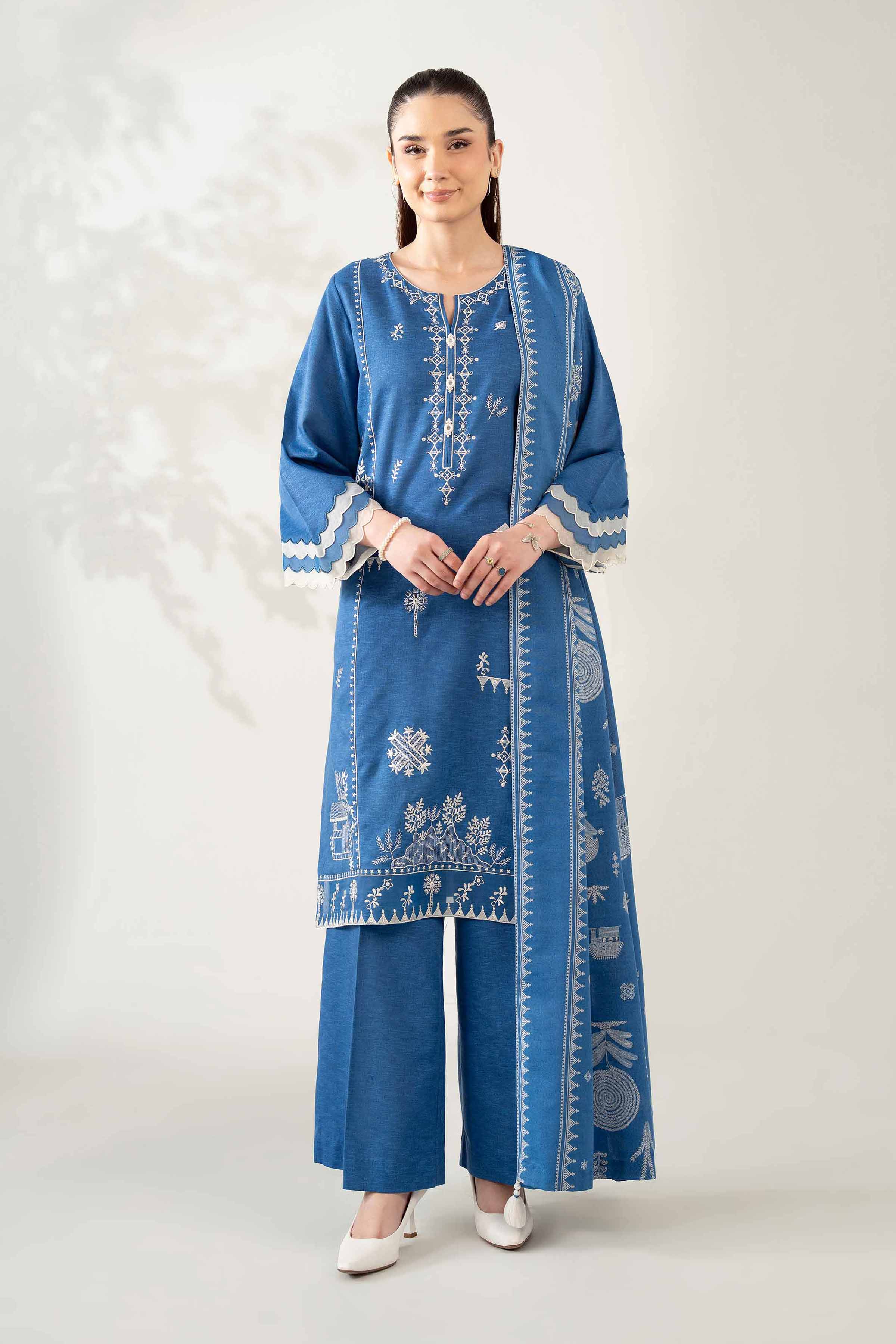 3 Piece - Printed Embroidered Suit - 42502962