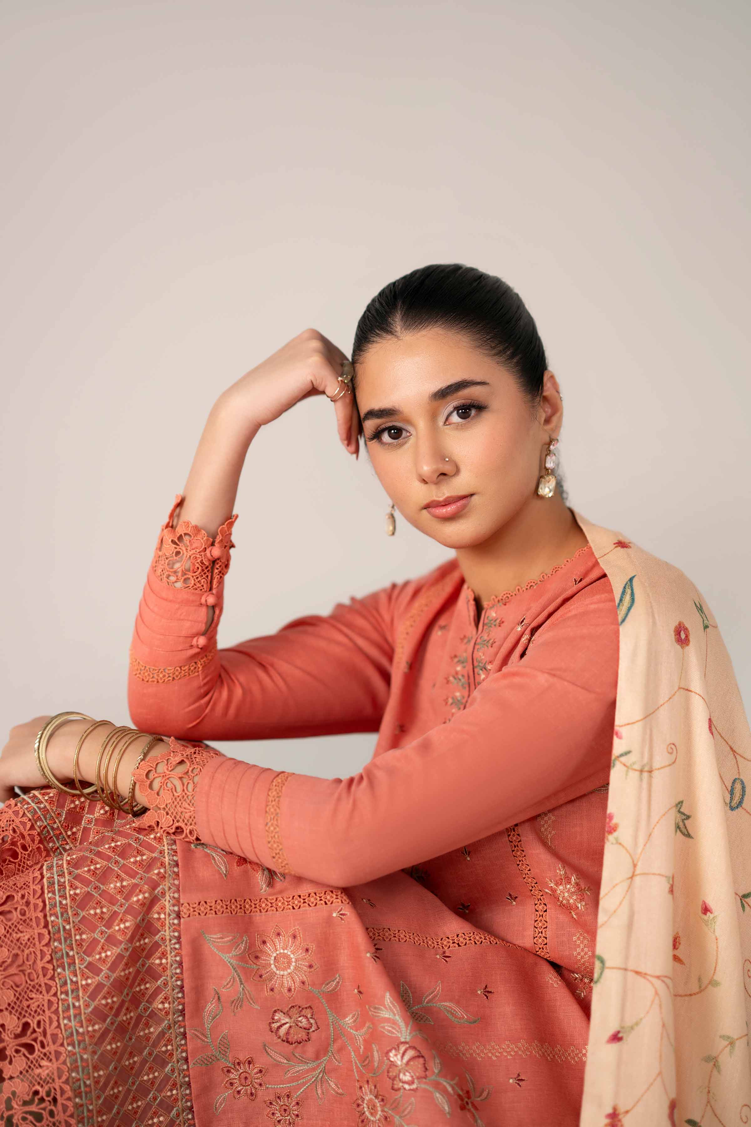 3 Piece - Digital Printed Embroidered Suit - 42502974