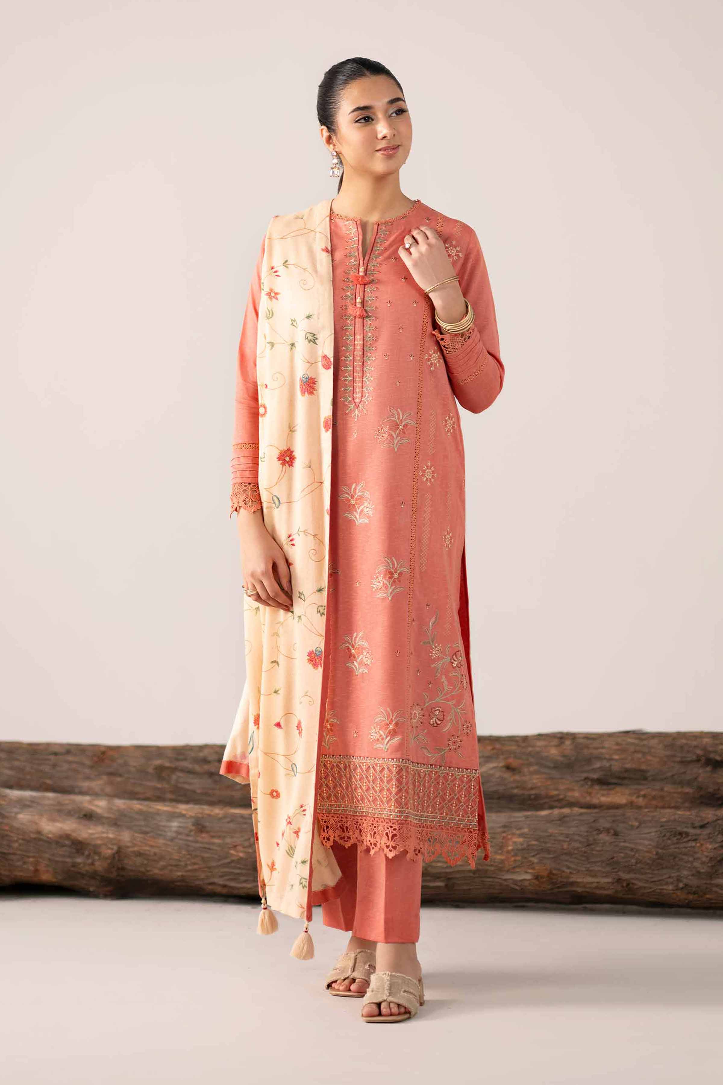 3 Piece - Digital Printed Embroidered Suit - 42502974