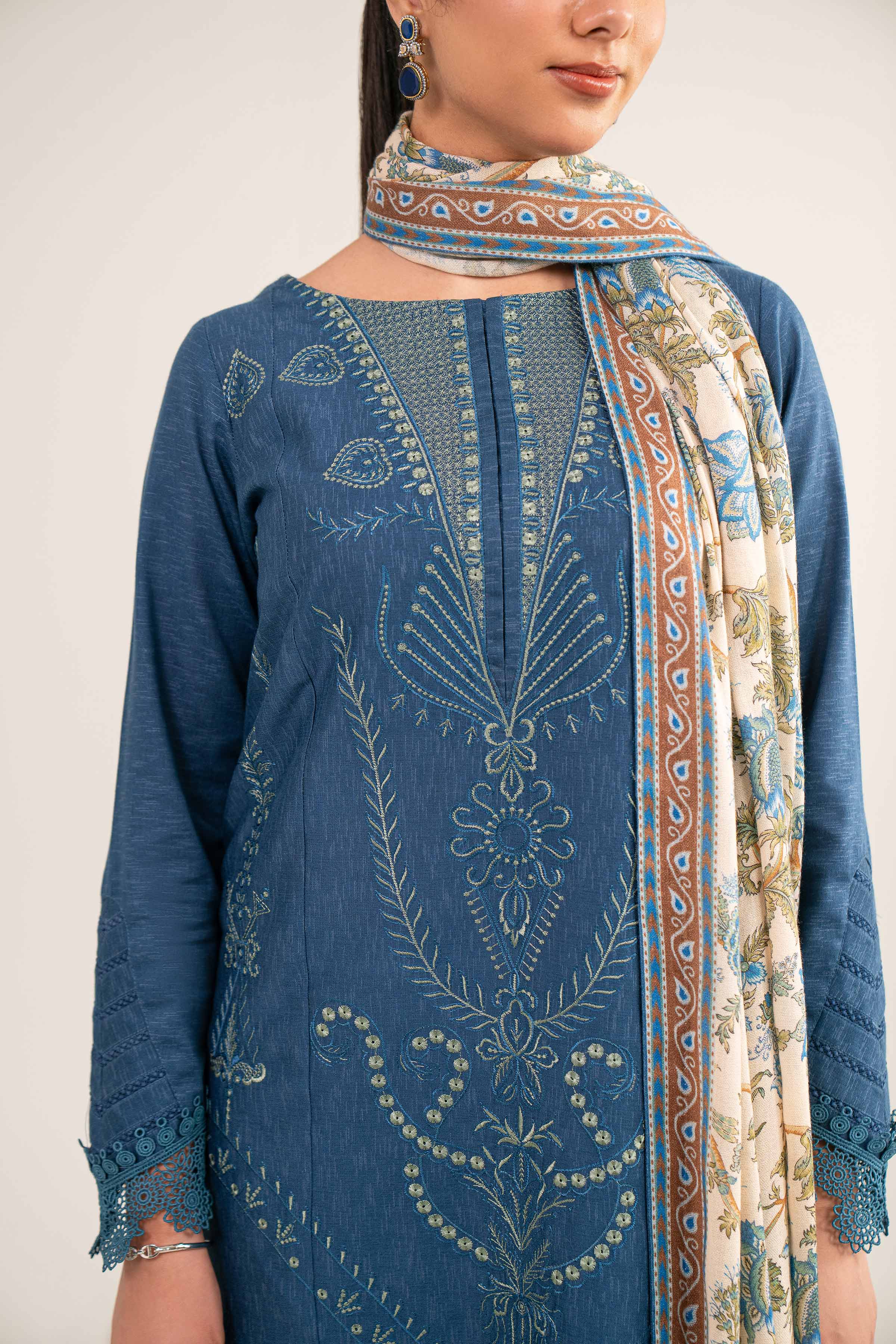 3 Piece - Digital Printed Embroidered Suit - 42502975