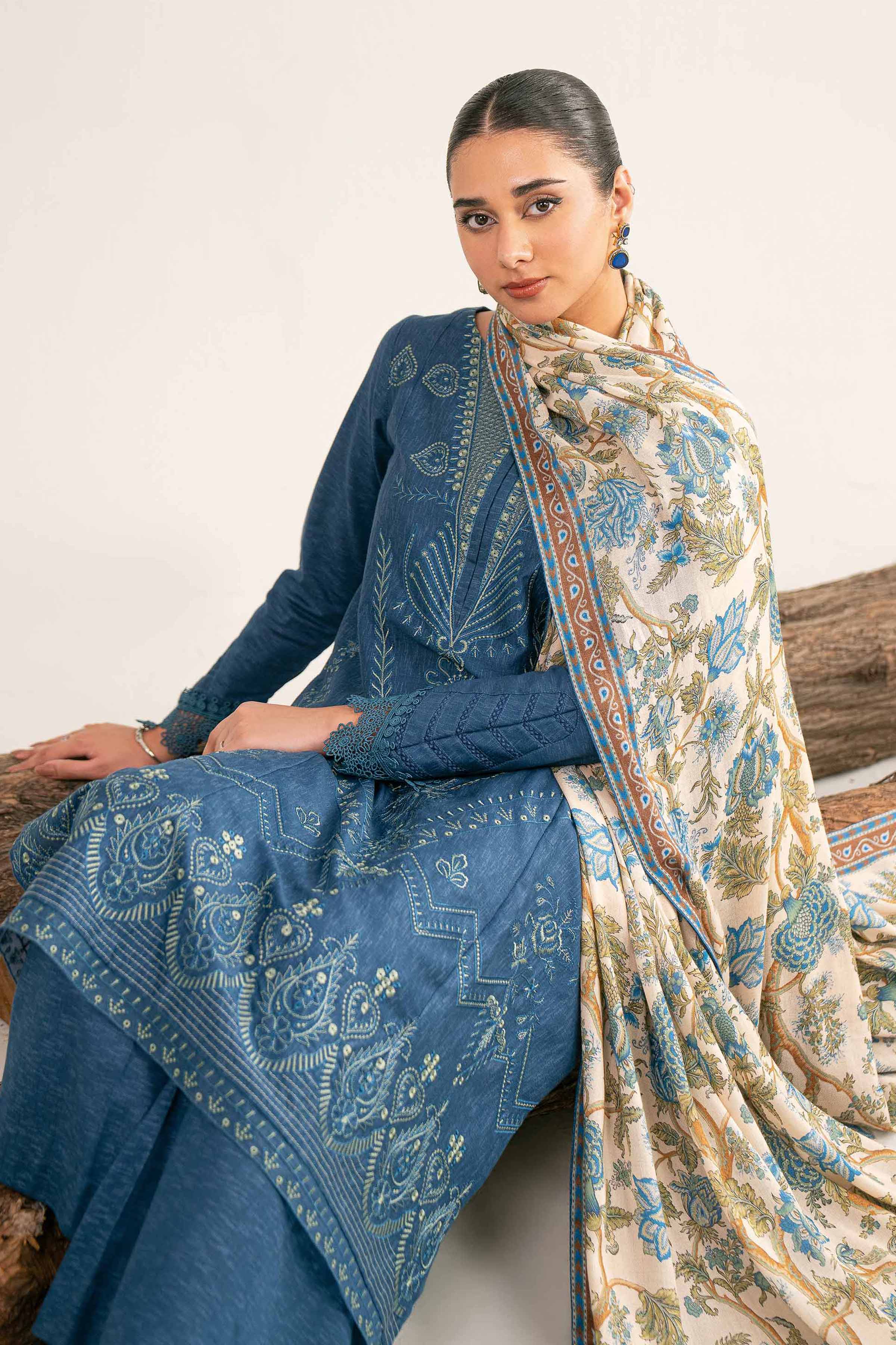 3 Piece - Digital Printed Embroidered Suit - 42502975